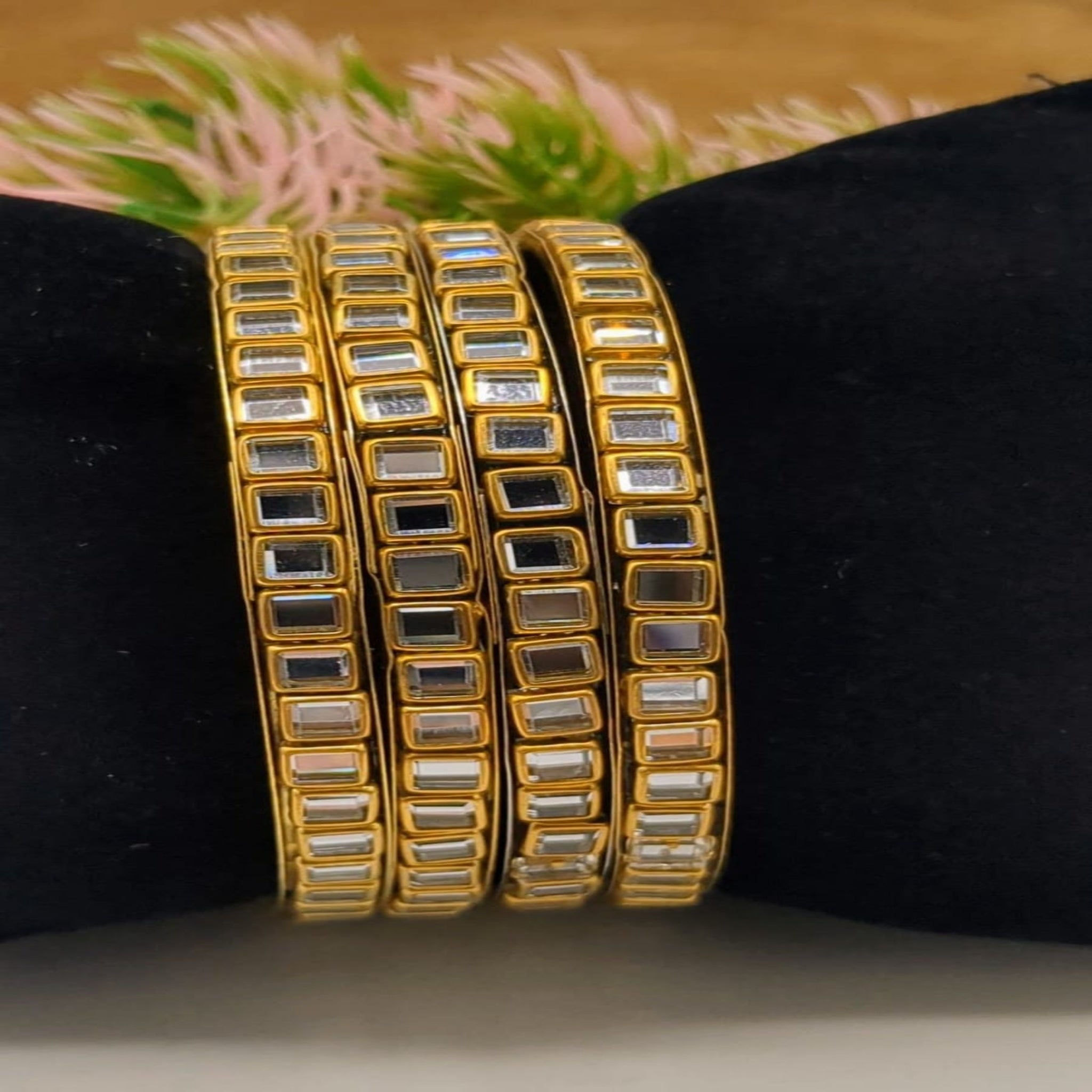 4 Pc Stone Metal Bangles (FSB3)