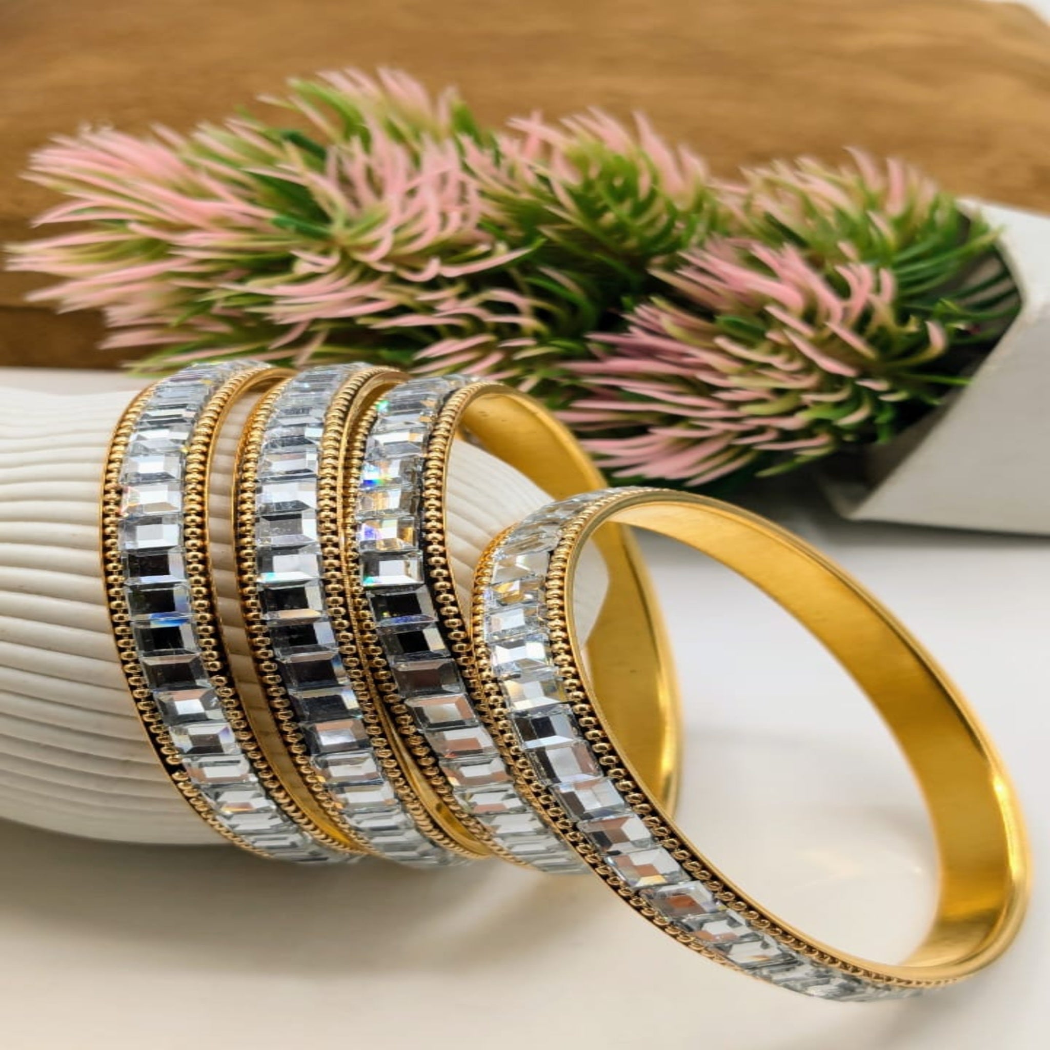 Crystal Stone Metal bangles Set (FSB4)