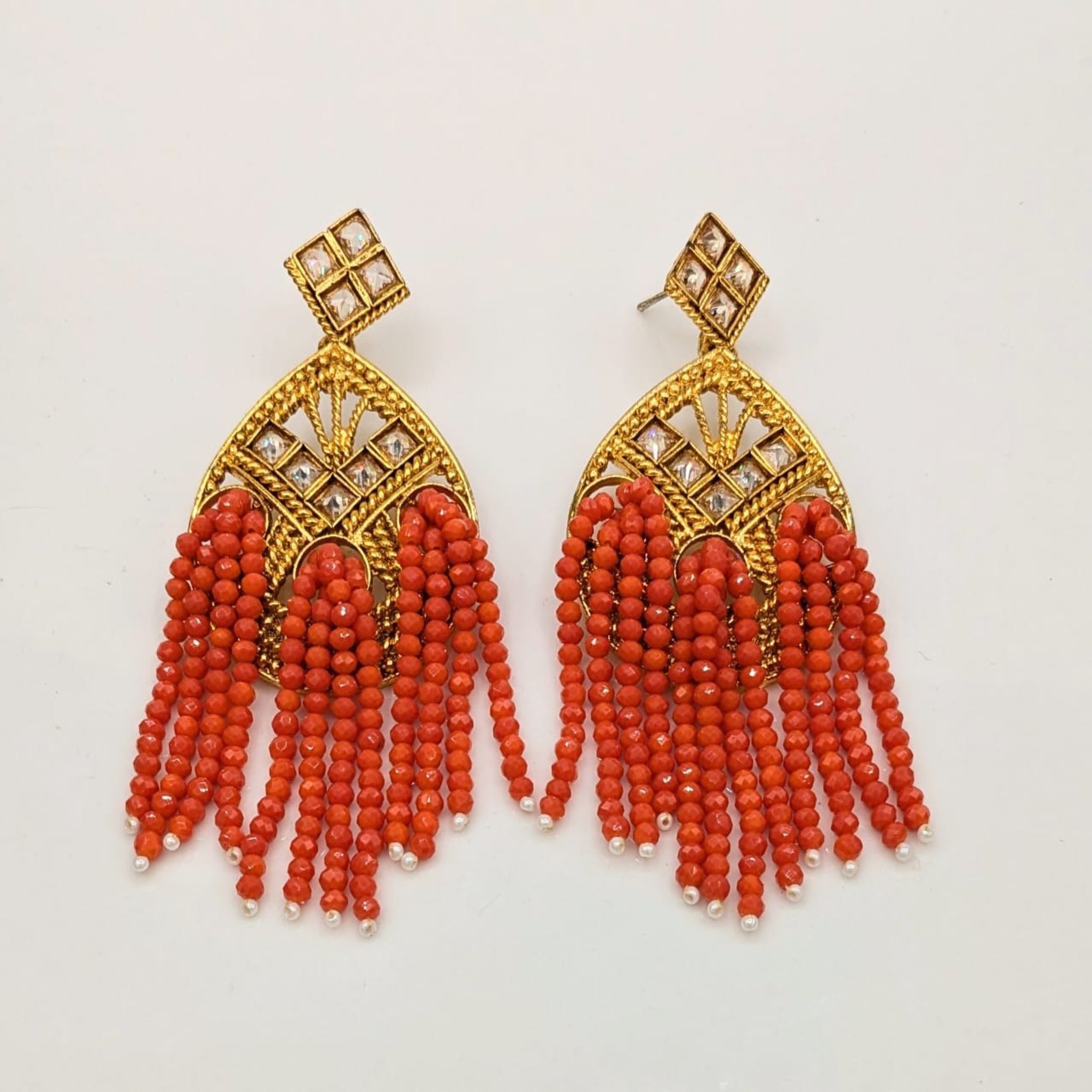 Kundan Antique Beaded Ear Rings (FSE18)