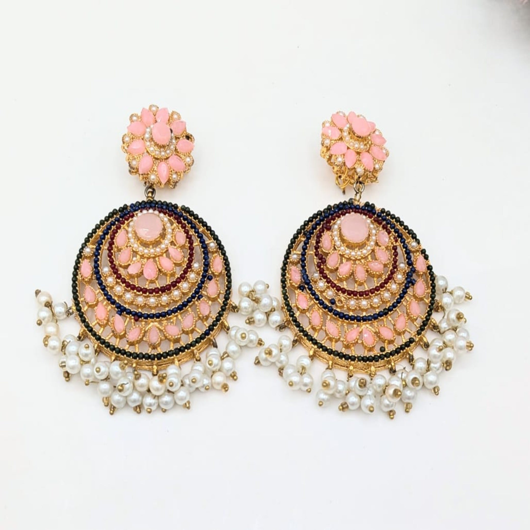 Ear Rings with Colored Stones and Pearls (FSE24)