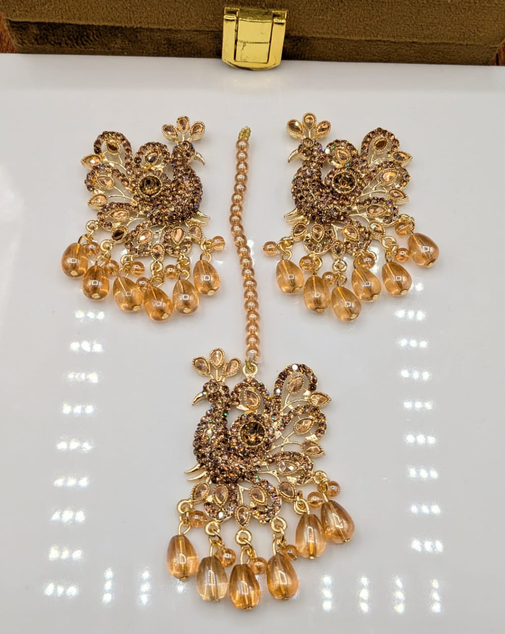 Peacock Style Bindi Ear Rings Set (FSE23)