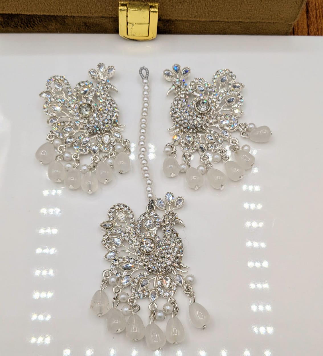 Peacock Style Bindi Ear Rings Set (FSE23)