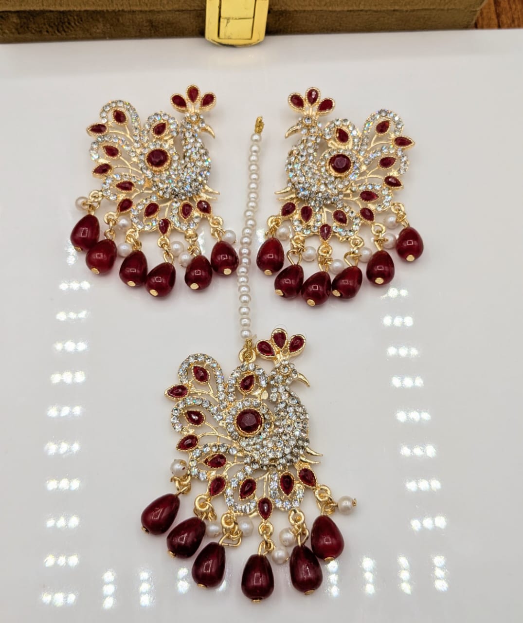 Peacock Style Bindi Ear Rings Set (FSE23)