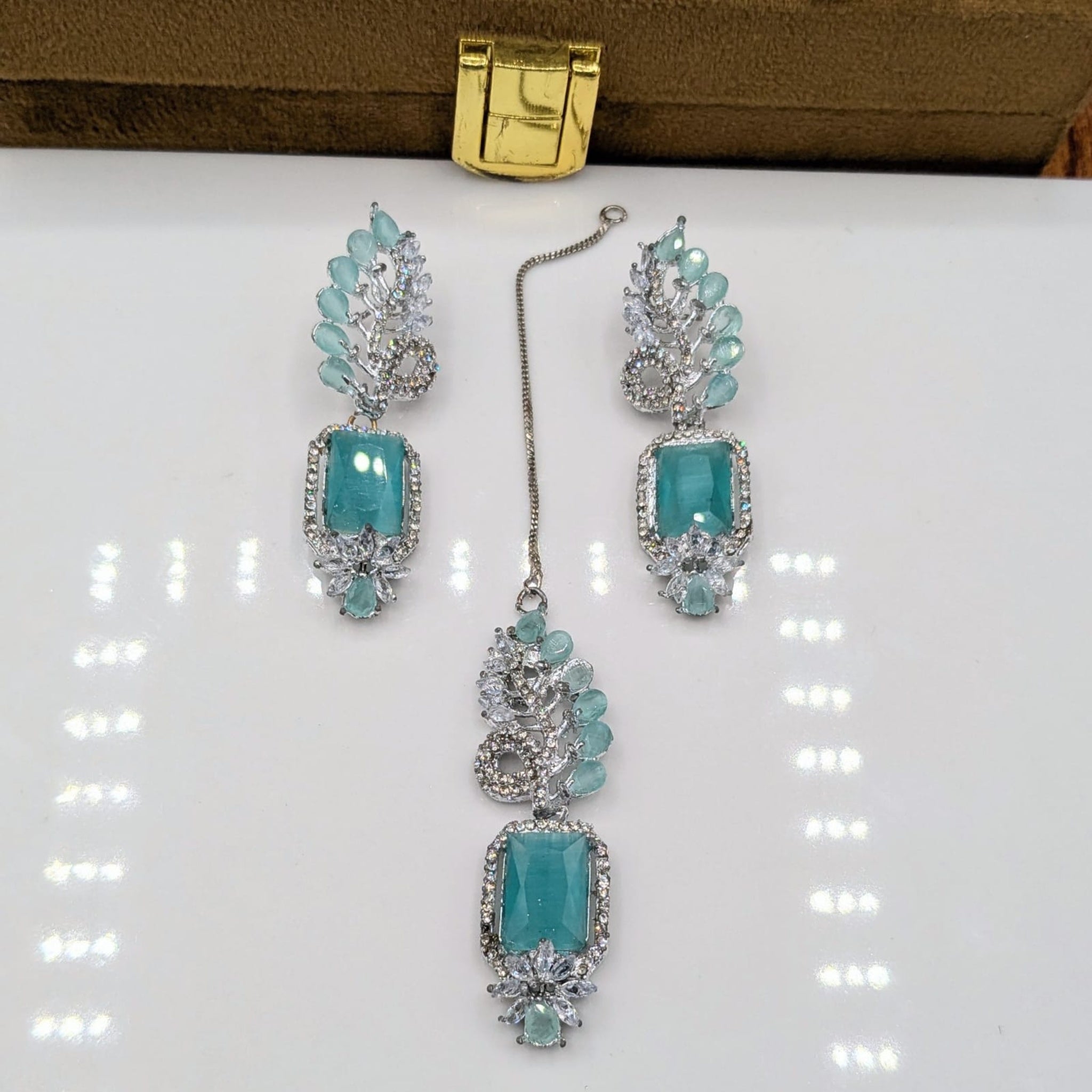 Silver Zircon Bindia Ear Rings