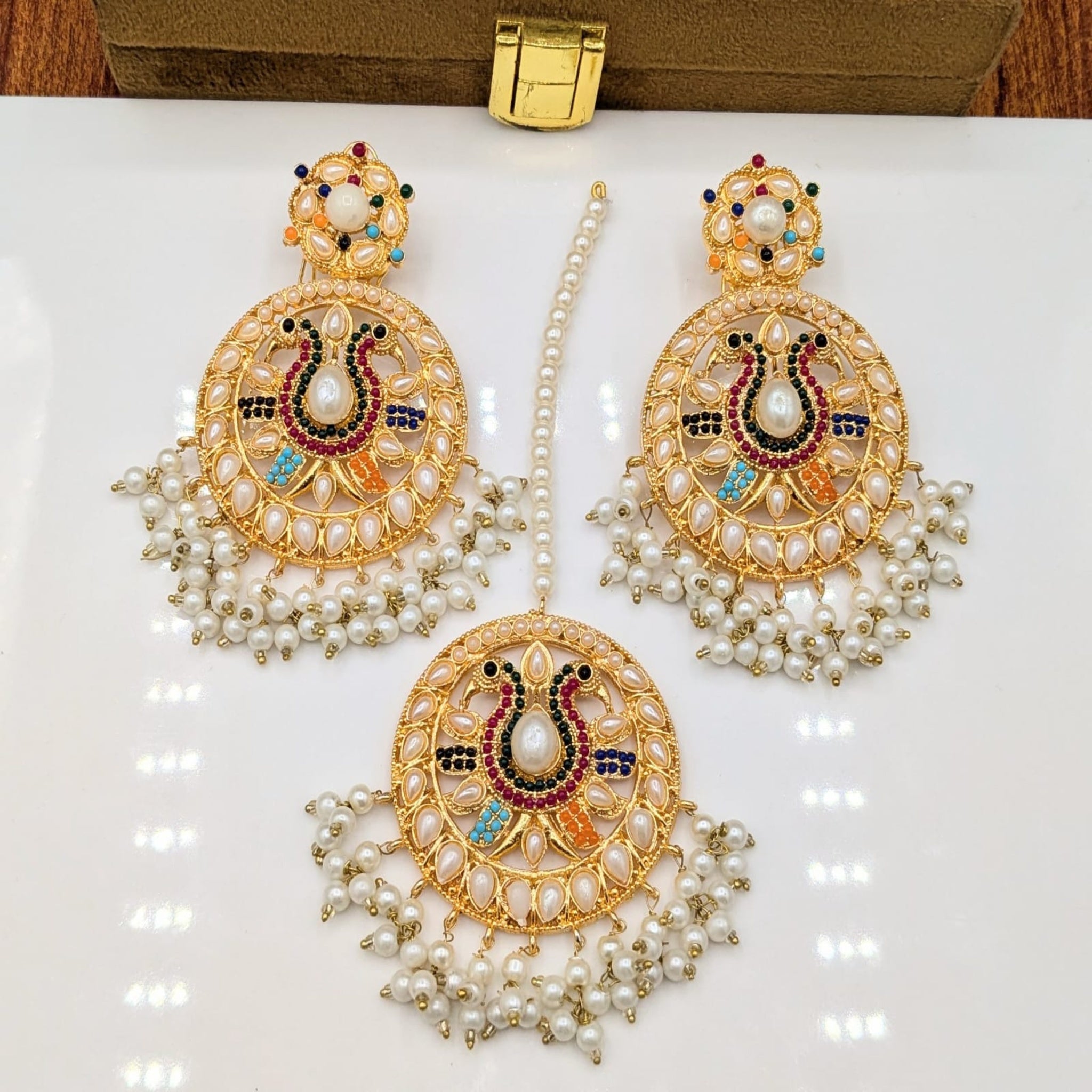 9 Ratan Multi Stones Bindia Ear ring