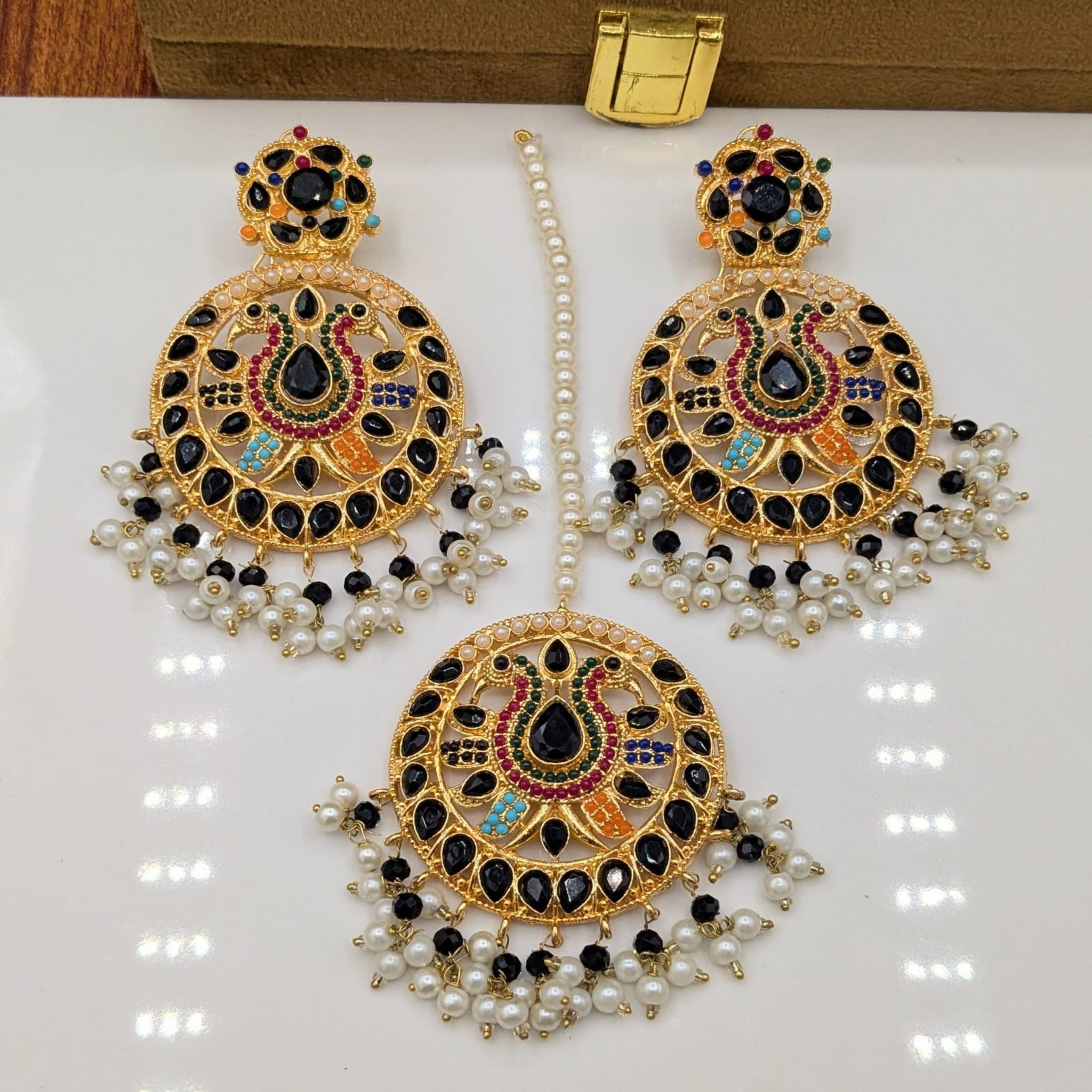 9 Ratan Multi Stones Bindia Ear ring