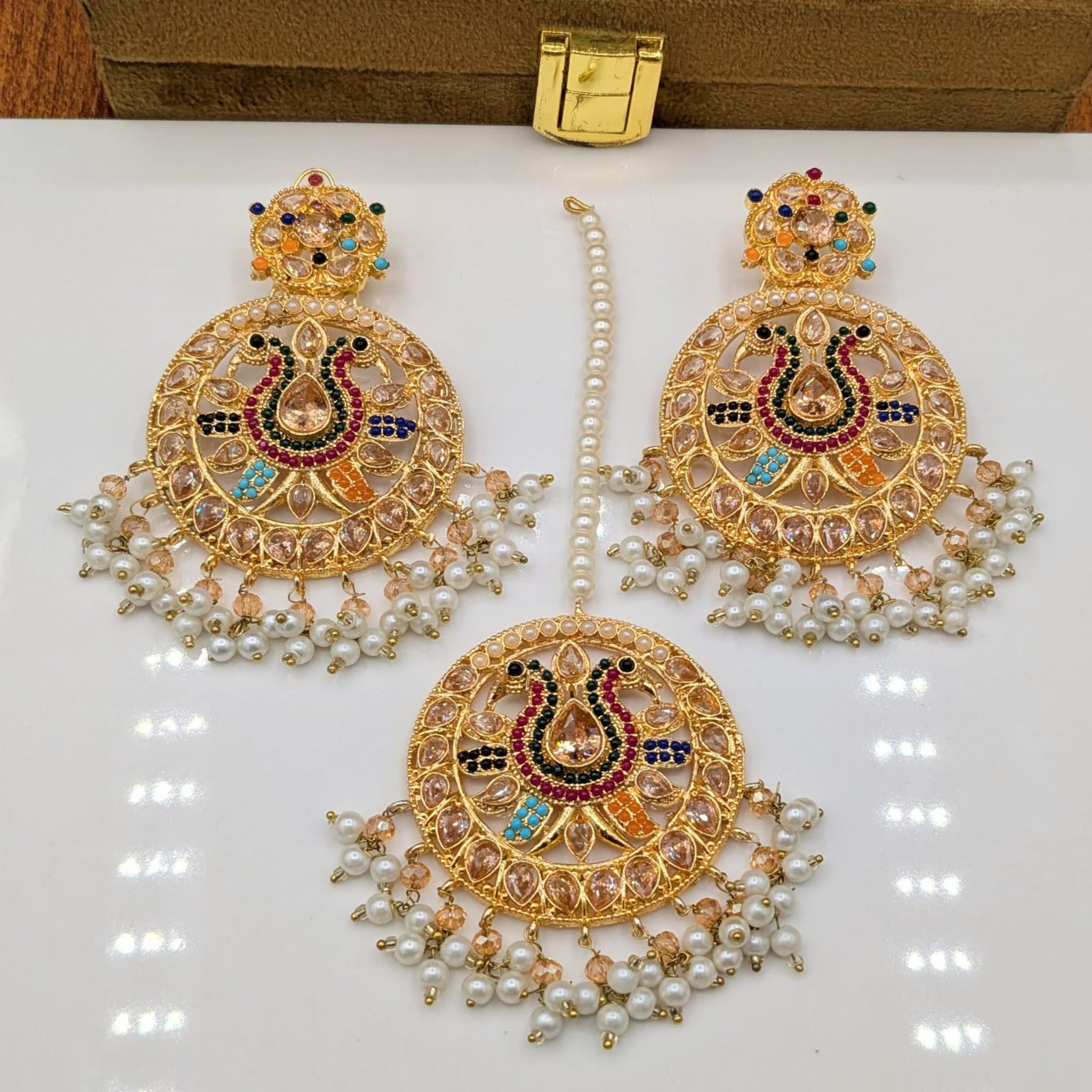 9 Ratan Multi Stones Bindia Ear ring