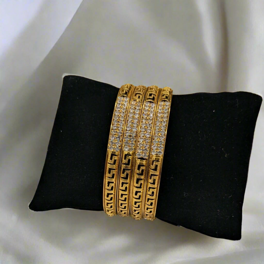 Goldish White Stone Bangles (FSB14)