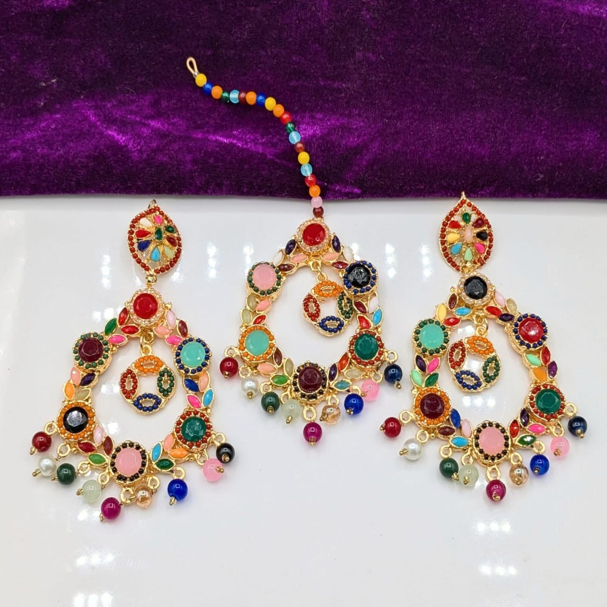 Multi Color Bindia Ear Ring