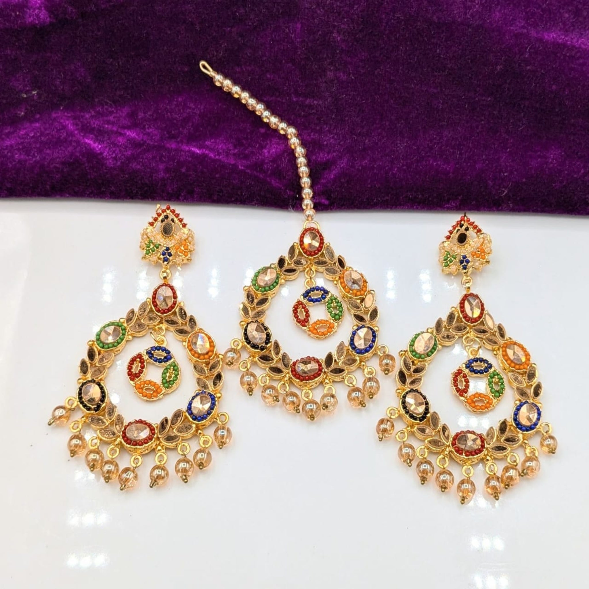 Multi Color Bindia Ear Ring