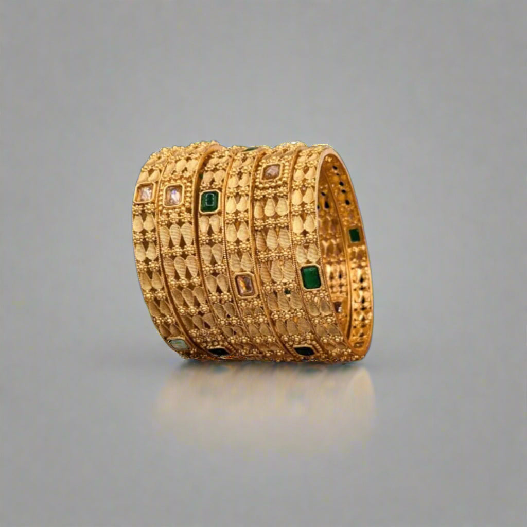 Green Golden Rajwari Bangles (FSRB50)