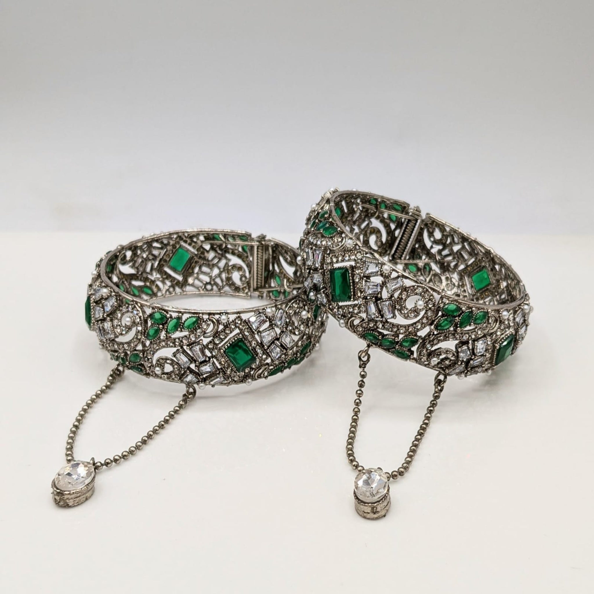 Green Oxidised Silver Kara (FSKB39)