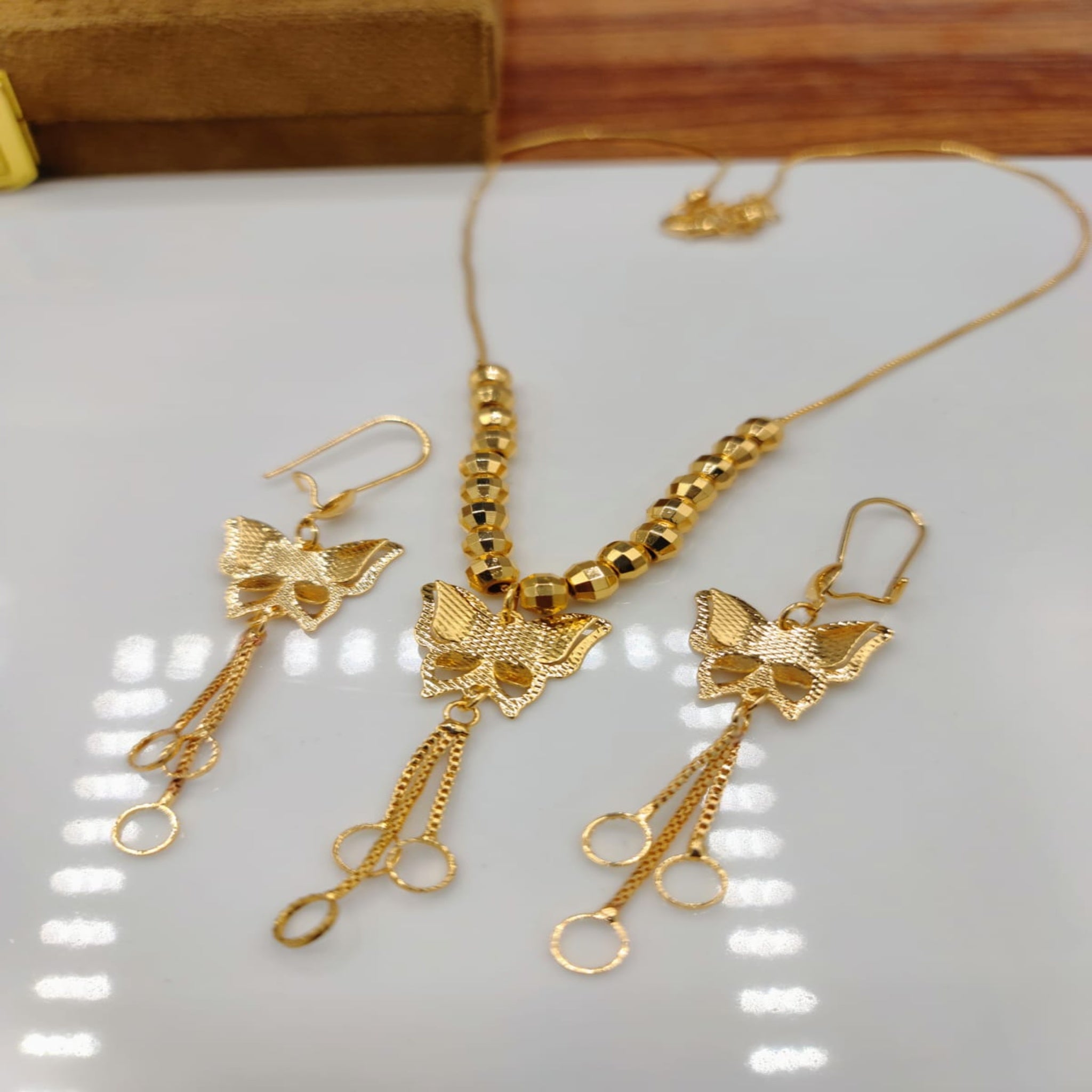 Beaded Butterfly Style Locket Set (FDL45)