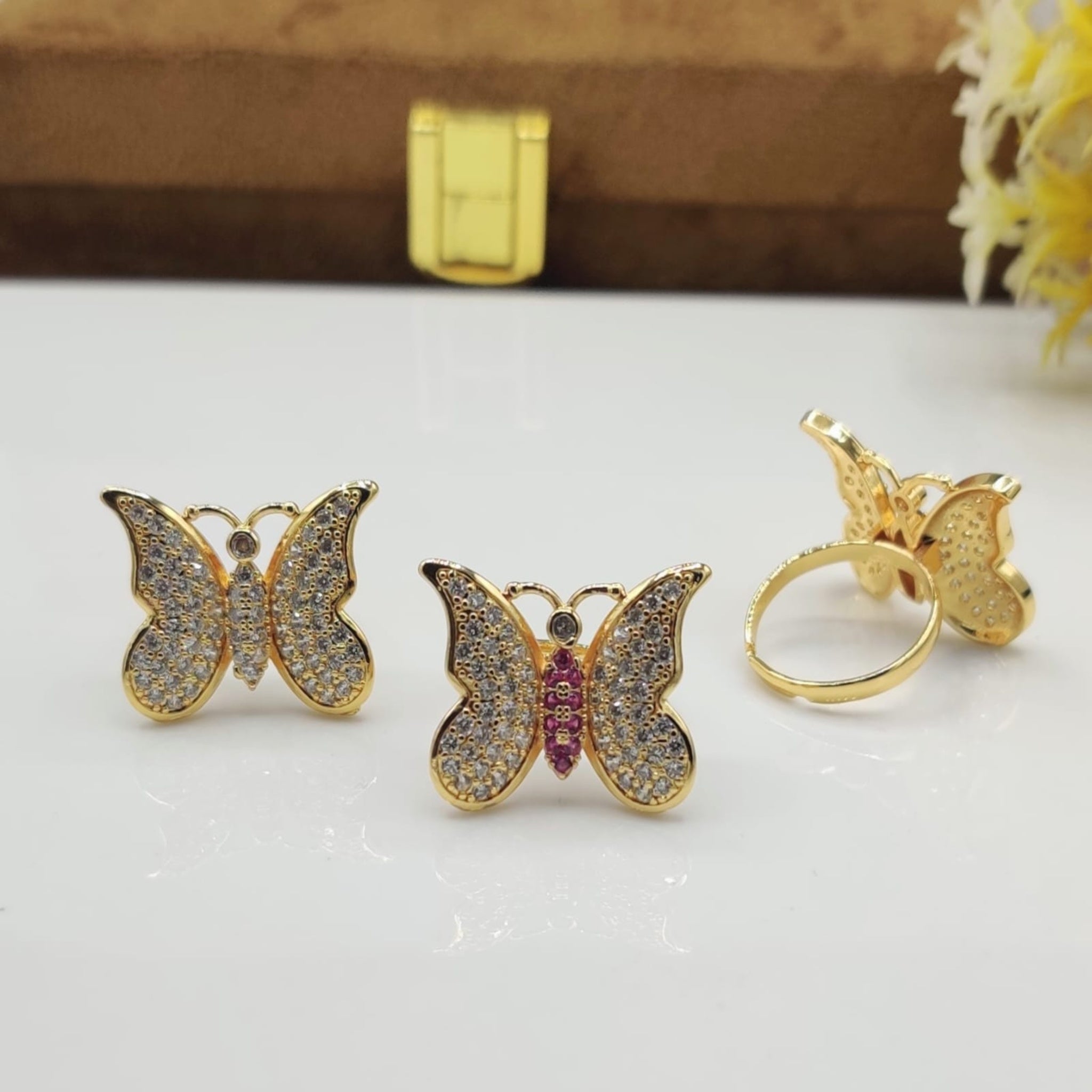 Golden Adjustable Butterfly Ring (FSR72)