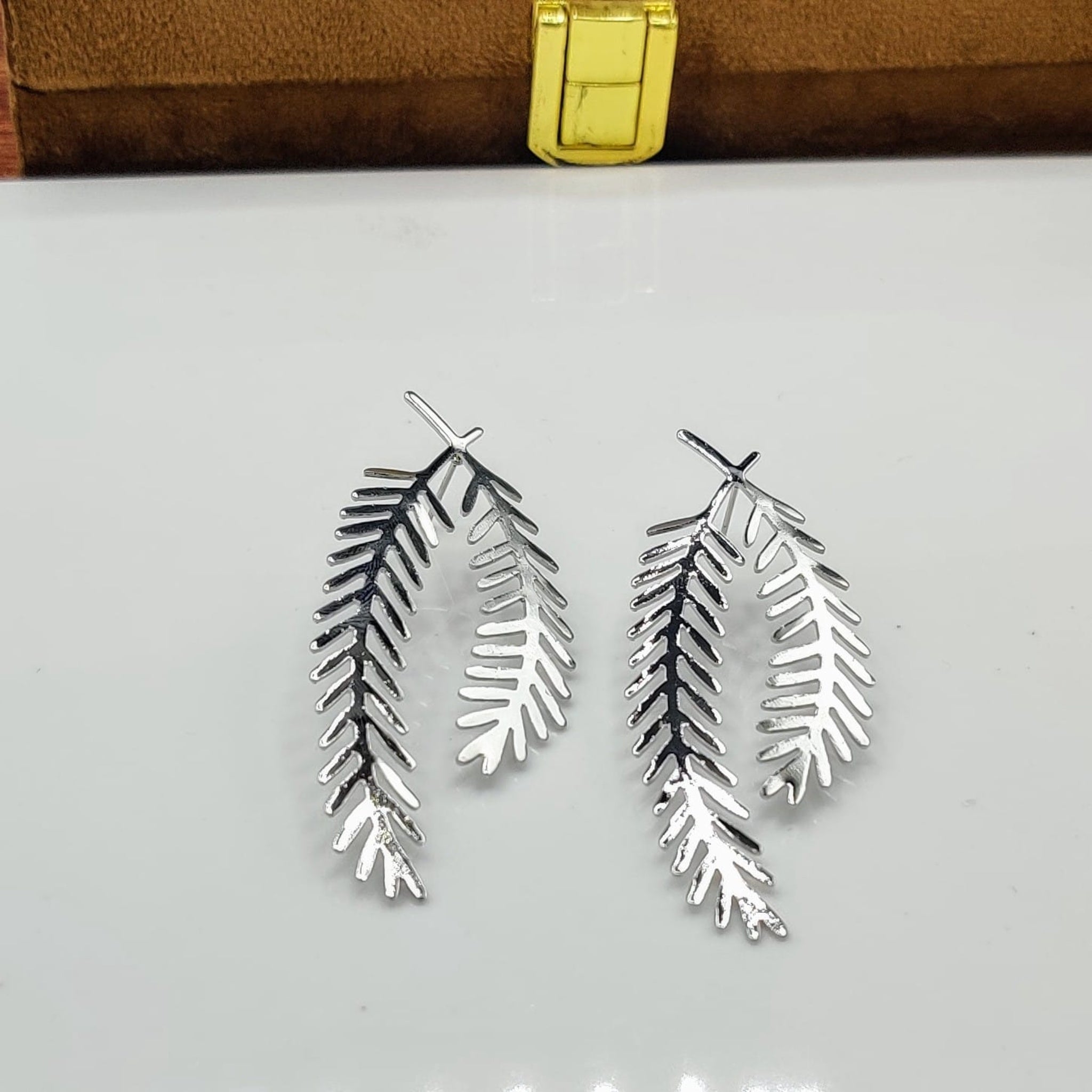 Leafy Golden Silver Ear Rings (FSE72)