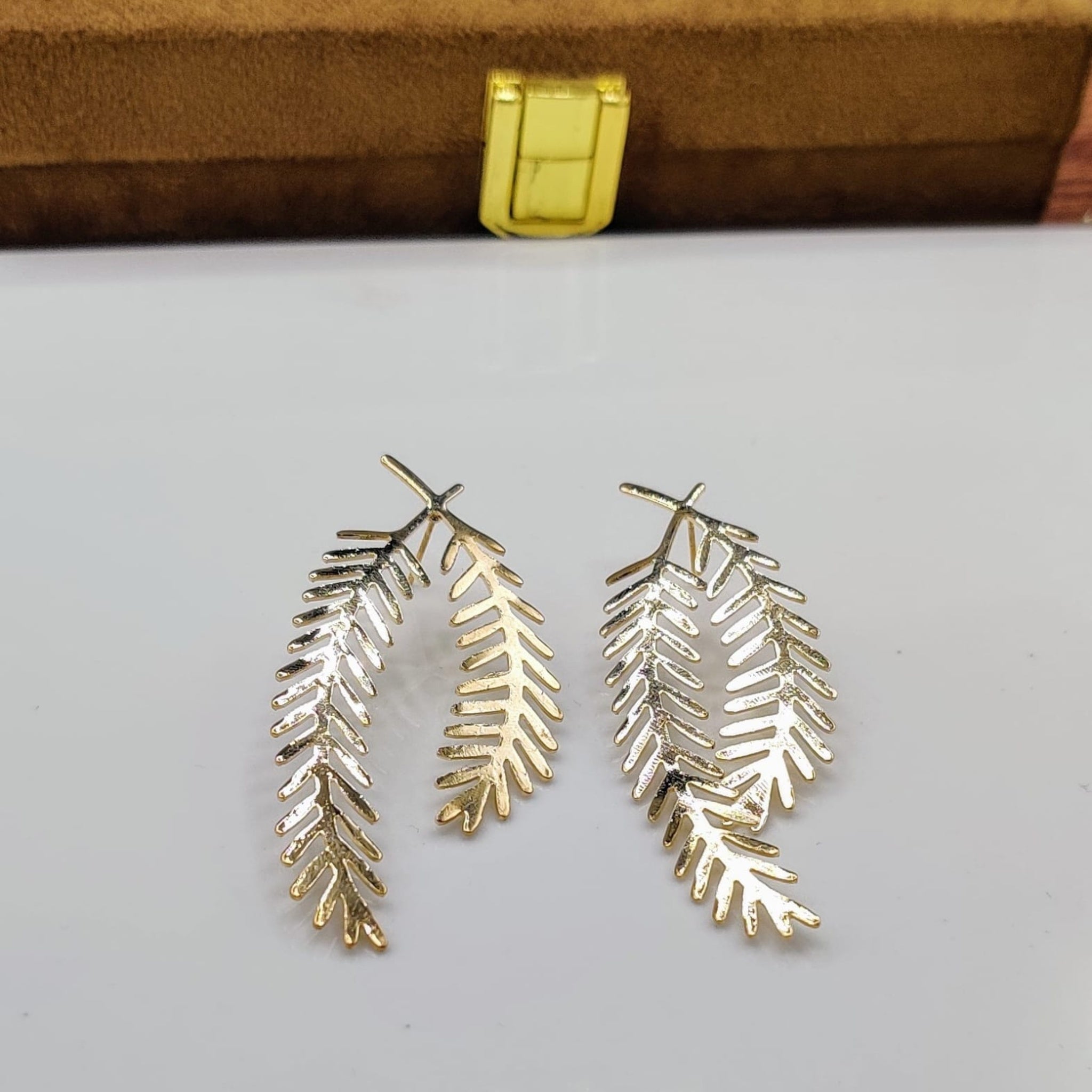Leafy Golden Silver Ear Rings (FSE72)