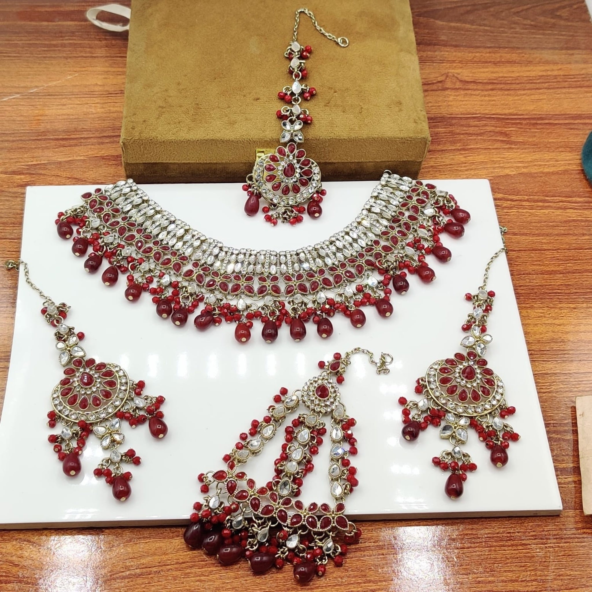 Maroon Zircon Elegant Bridal Necklace (FDBN50)