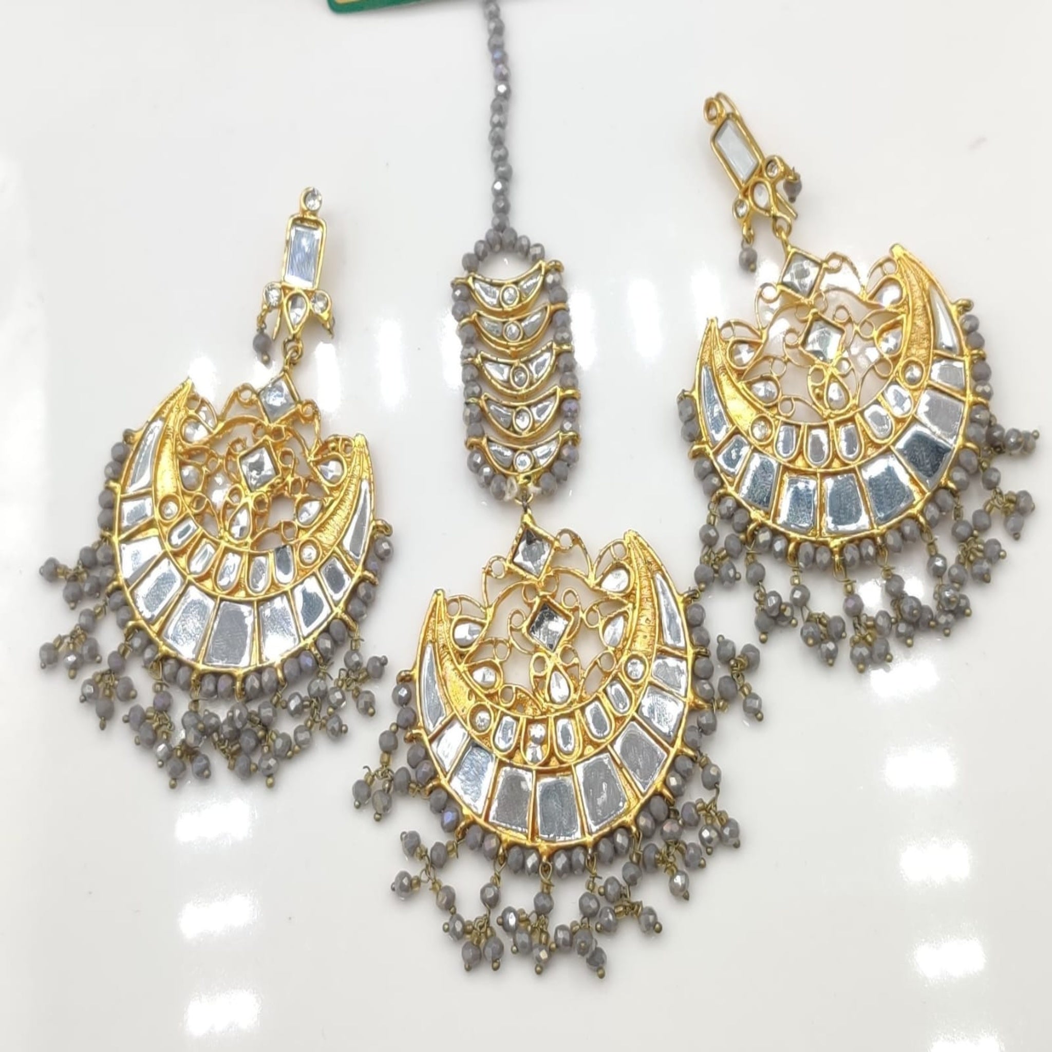 Sheesha Kundan Bindia Ear Rings