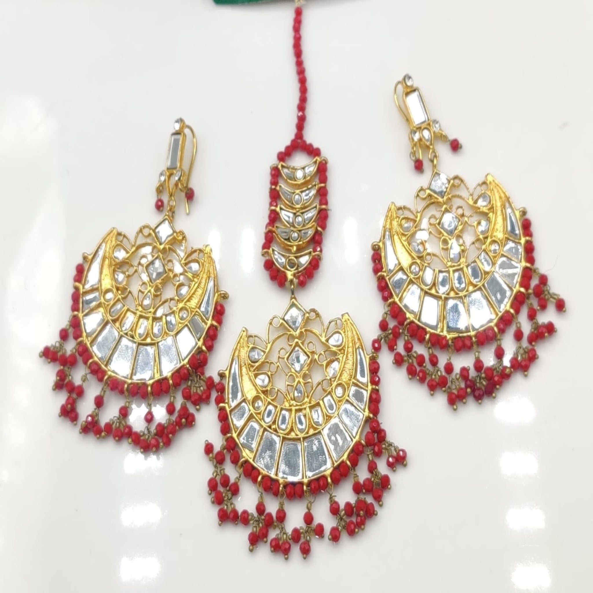Sheesha Kundan Bindia Ear Rings