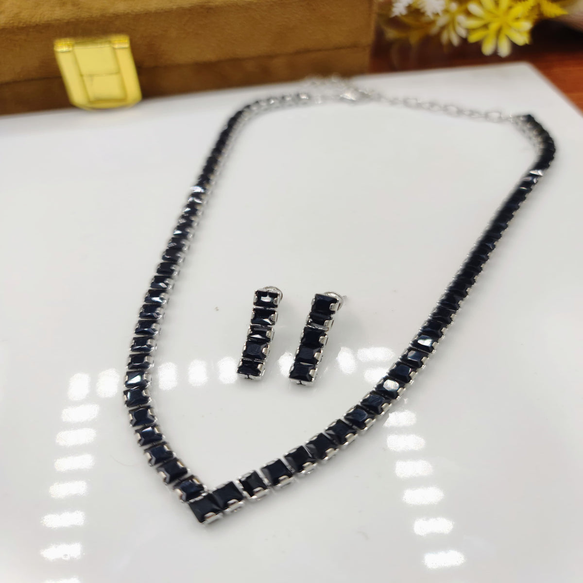 Black Silver Locket Chain (FDL15)