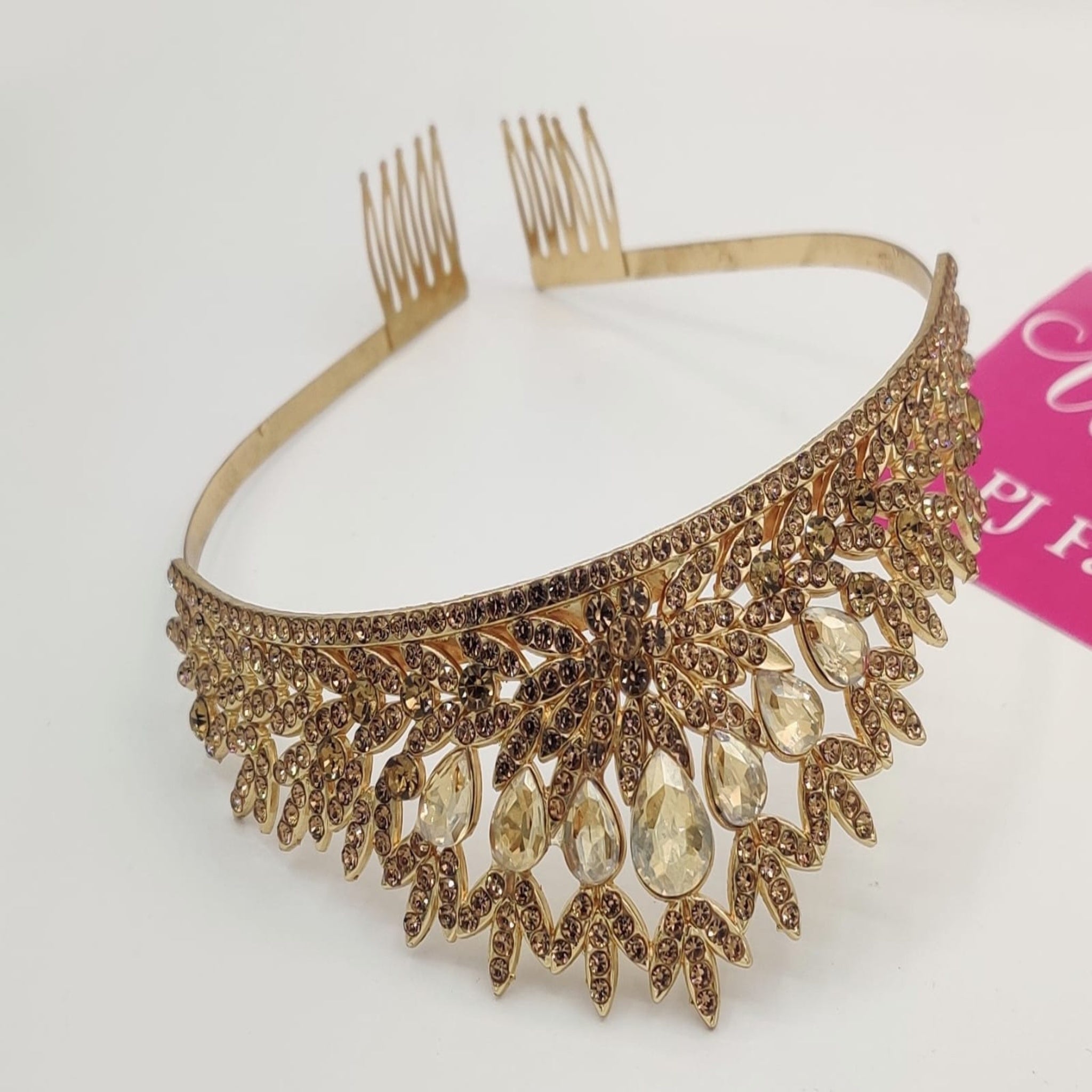 Golden Zircon Crown Head band (FSH27)