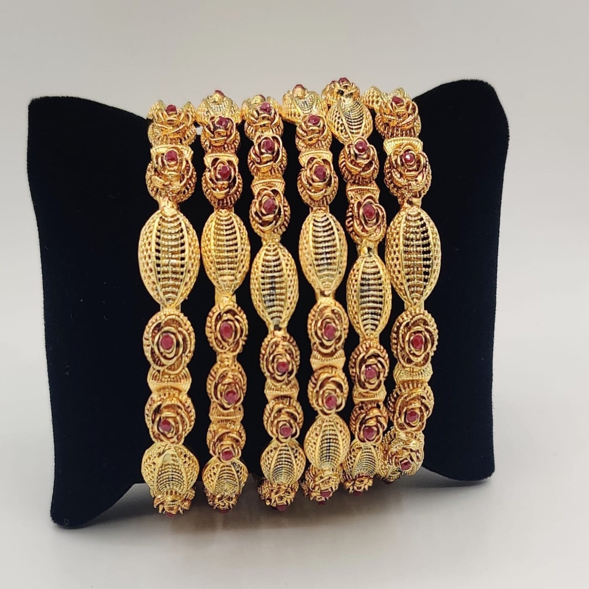 Ruby Flower Design Bangles (FSB73)