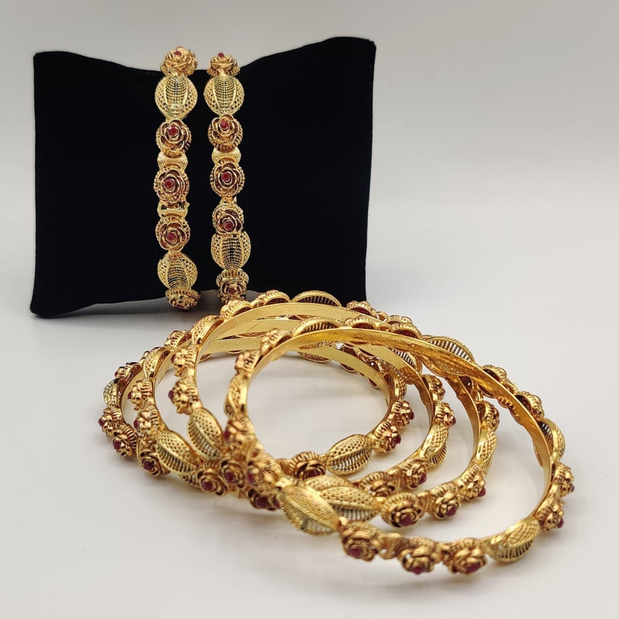 Ruby Flower Design Bangles (FSB73)