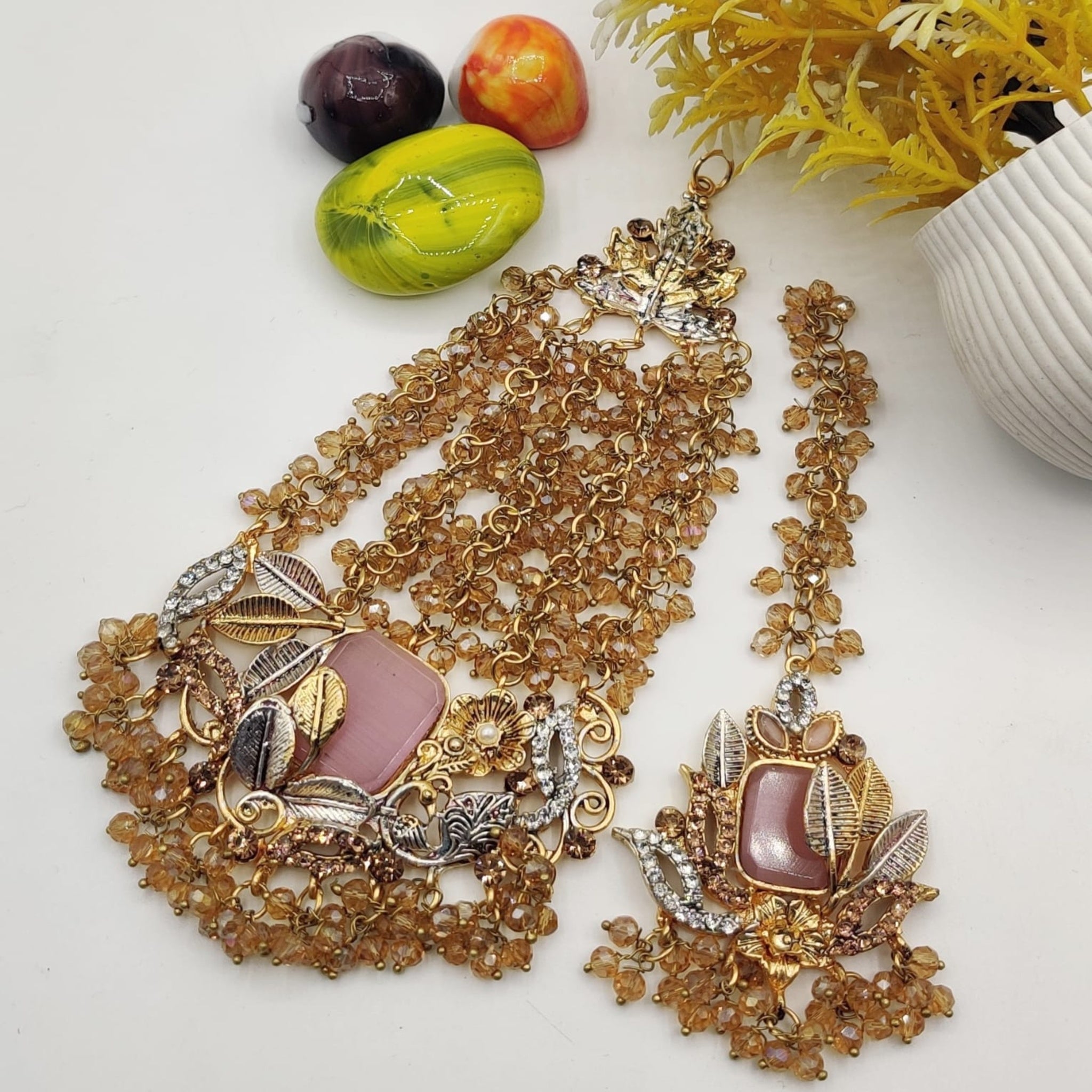 Golden Jhoomar Bindia Set