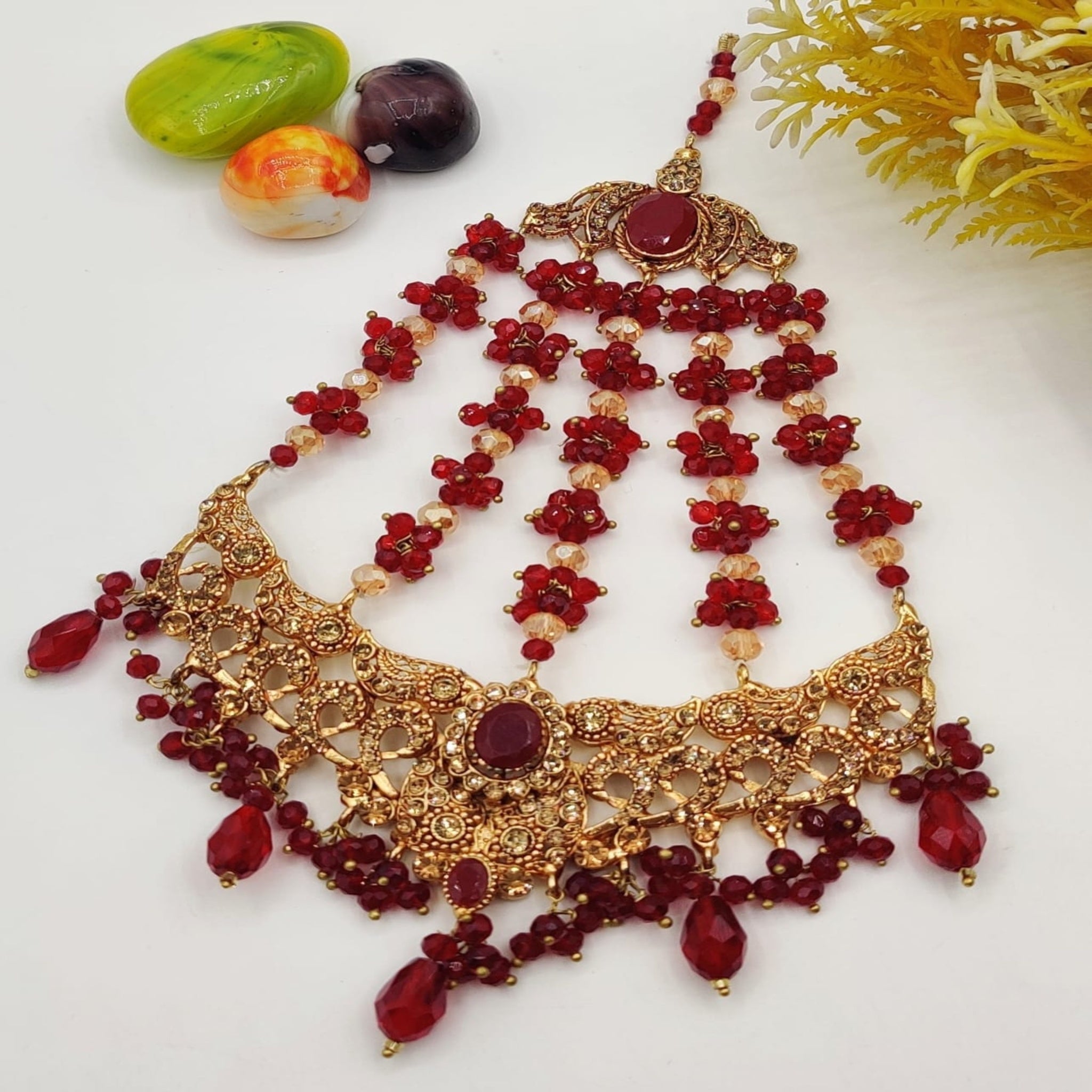 Deep Red Golden Jhoomar