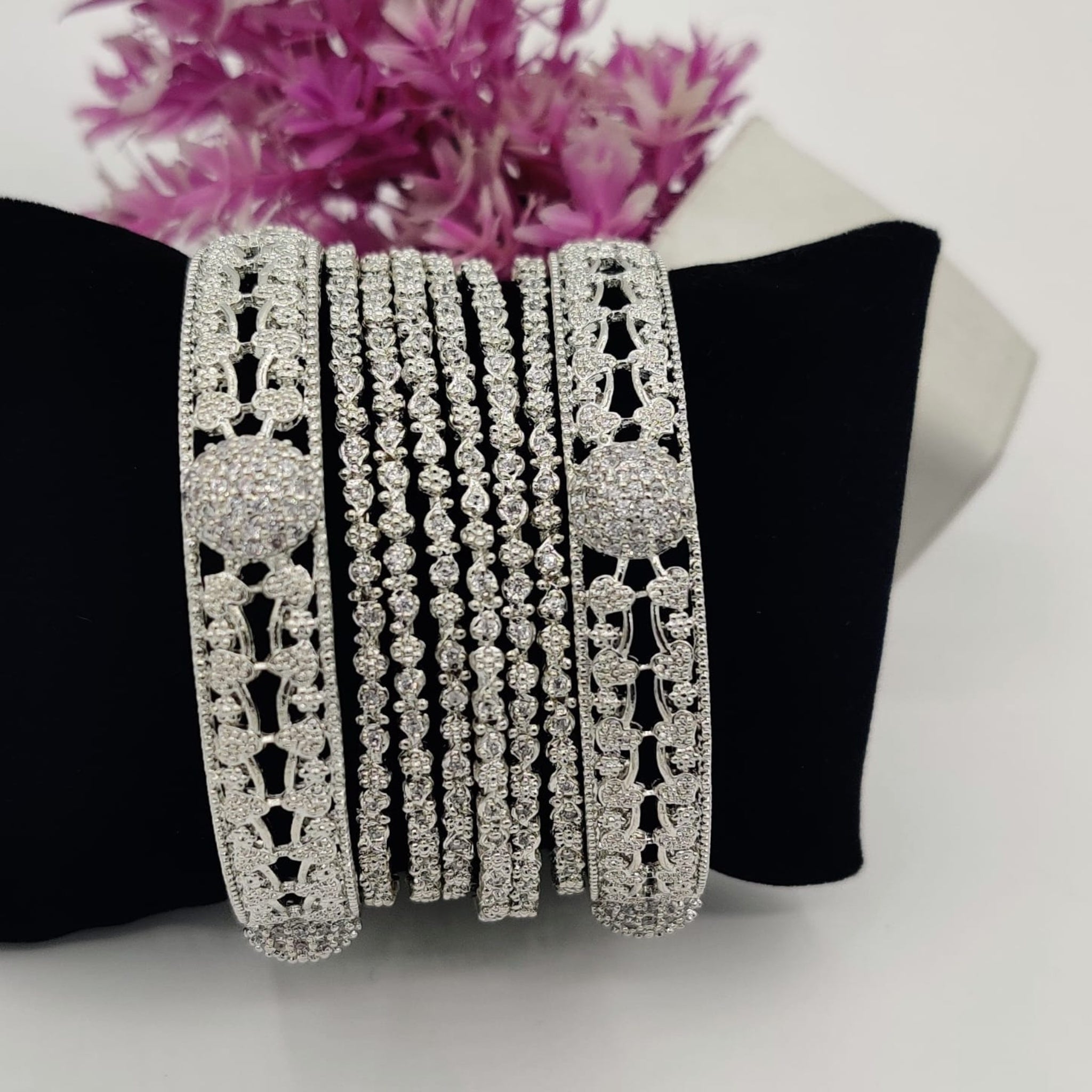 Silver Bangles Set 8 Pcs (FSAB20)