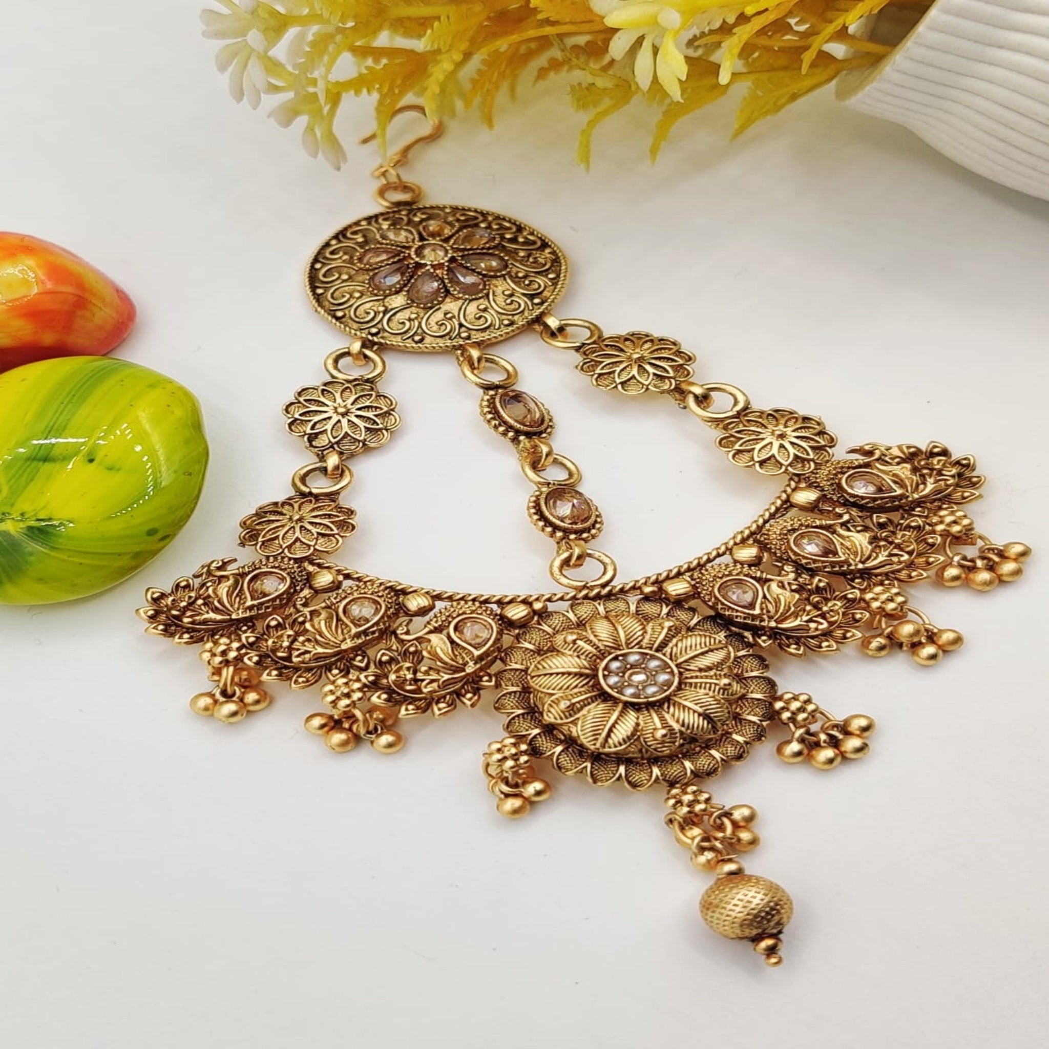 Rajwari Jhoomar White Stones