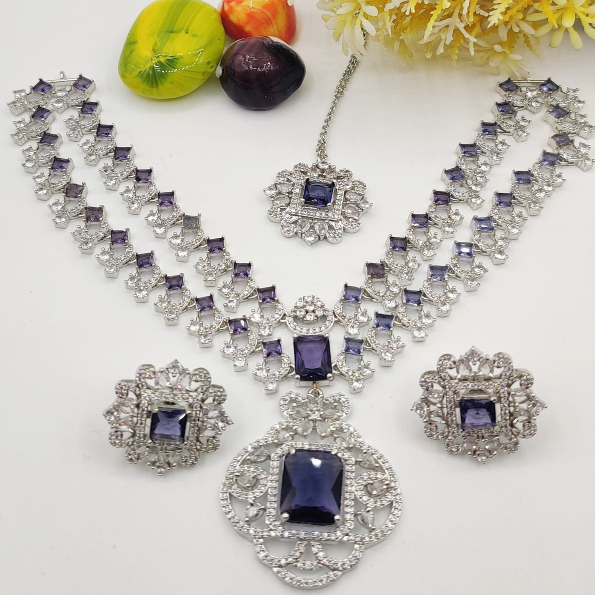 Elegant Silver AD Necklace (FDAN16)