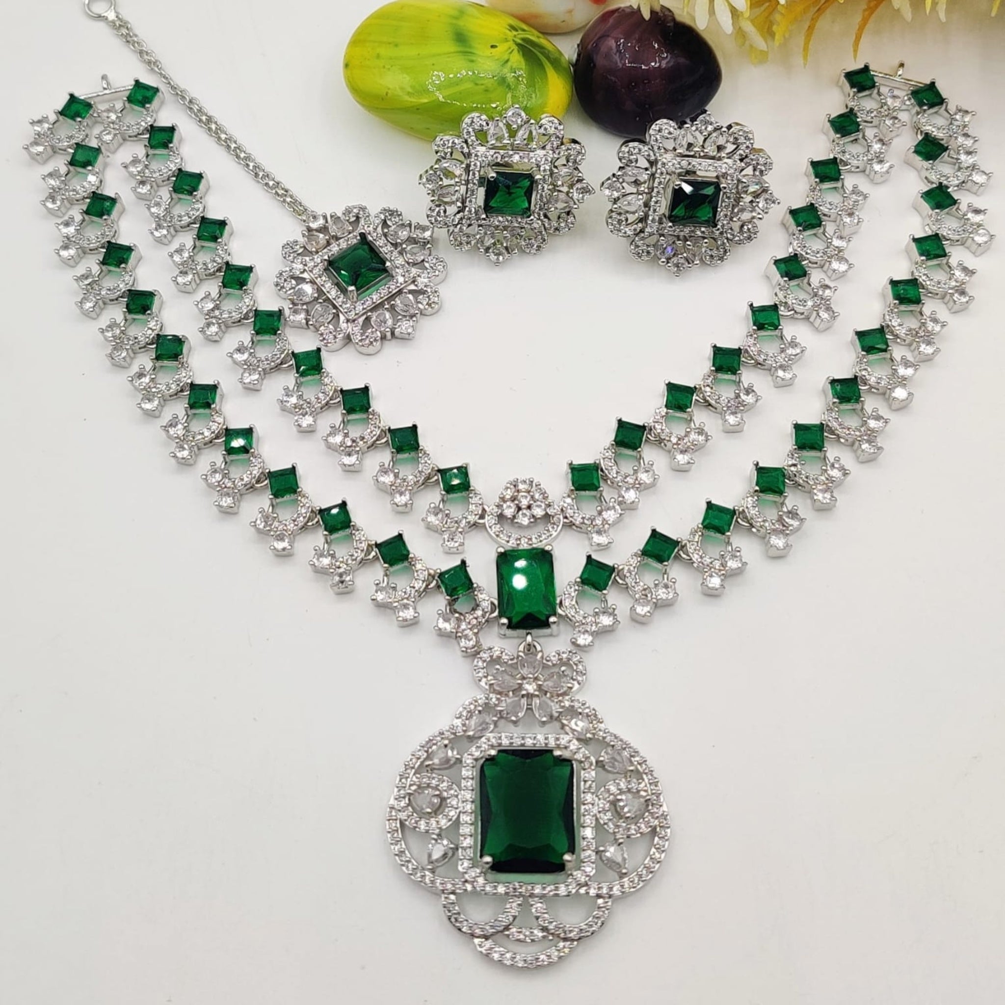 Elegant Silver AD Necklace (FDAN16)