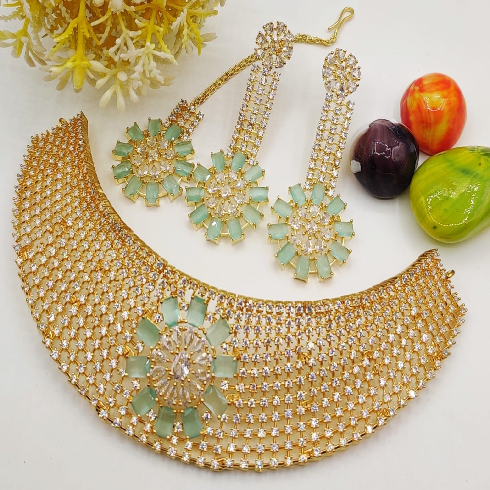 Mint Golden AD Zircon Necklace (FDAN15)