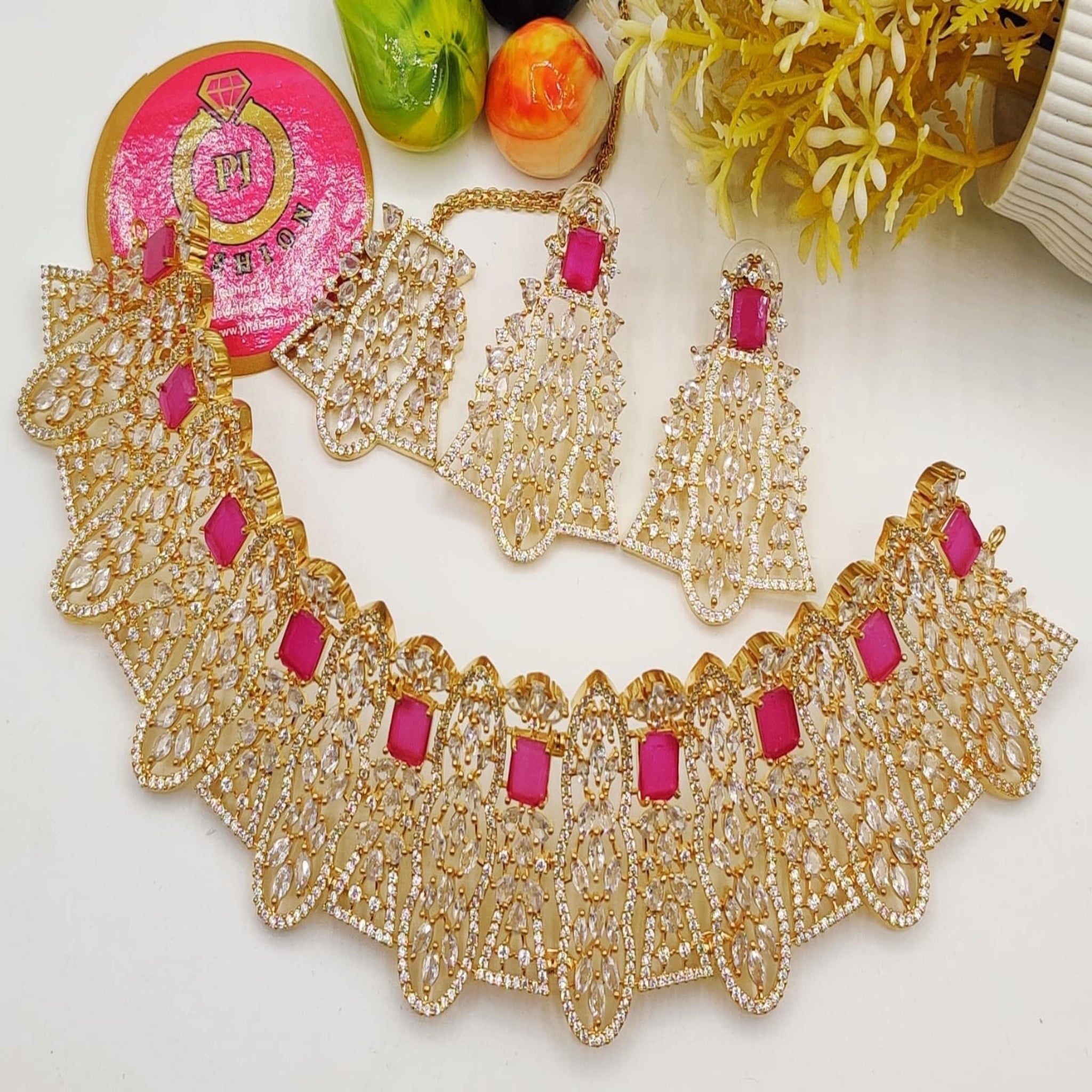 Ruby Golden AD Necklace (FDAN13)