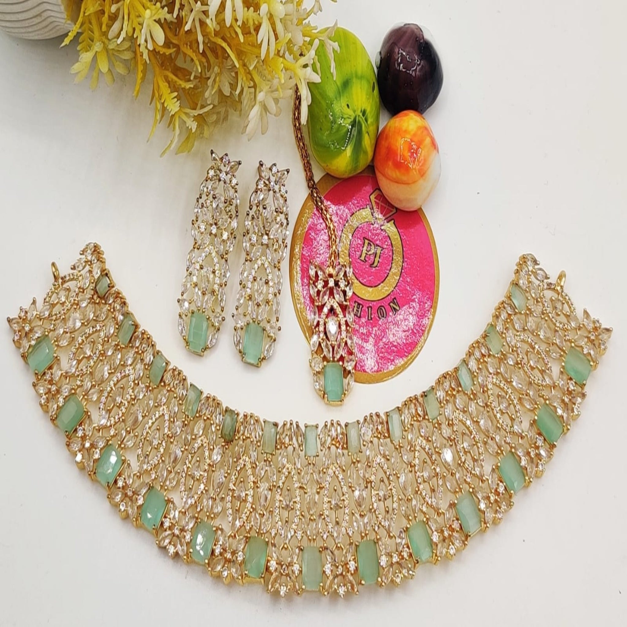 Mint Golden AD Delicate Necklace (FDAN12)