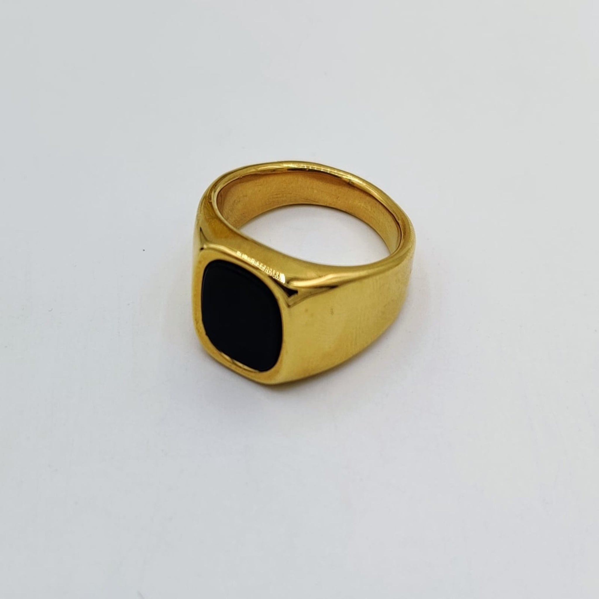Golden Black Stone Gents Ring