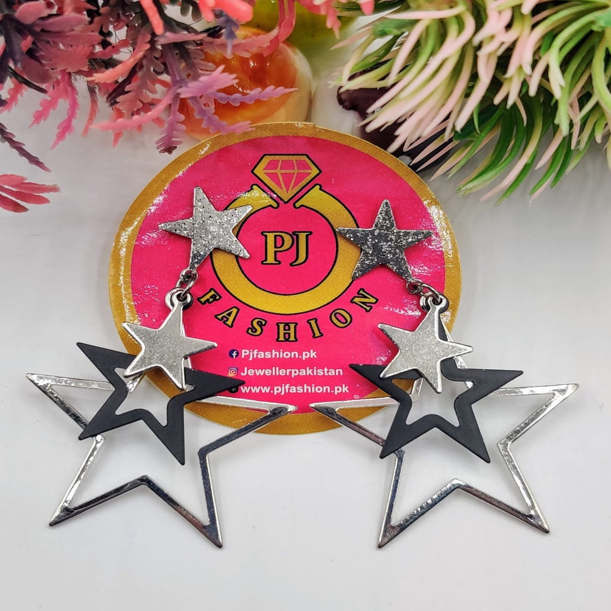Star Shape Silver Black Hoofs(Es14)