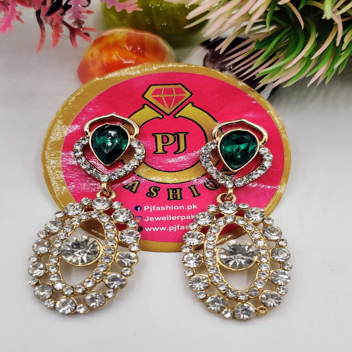 Green Top Ear Rings(Es16)