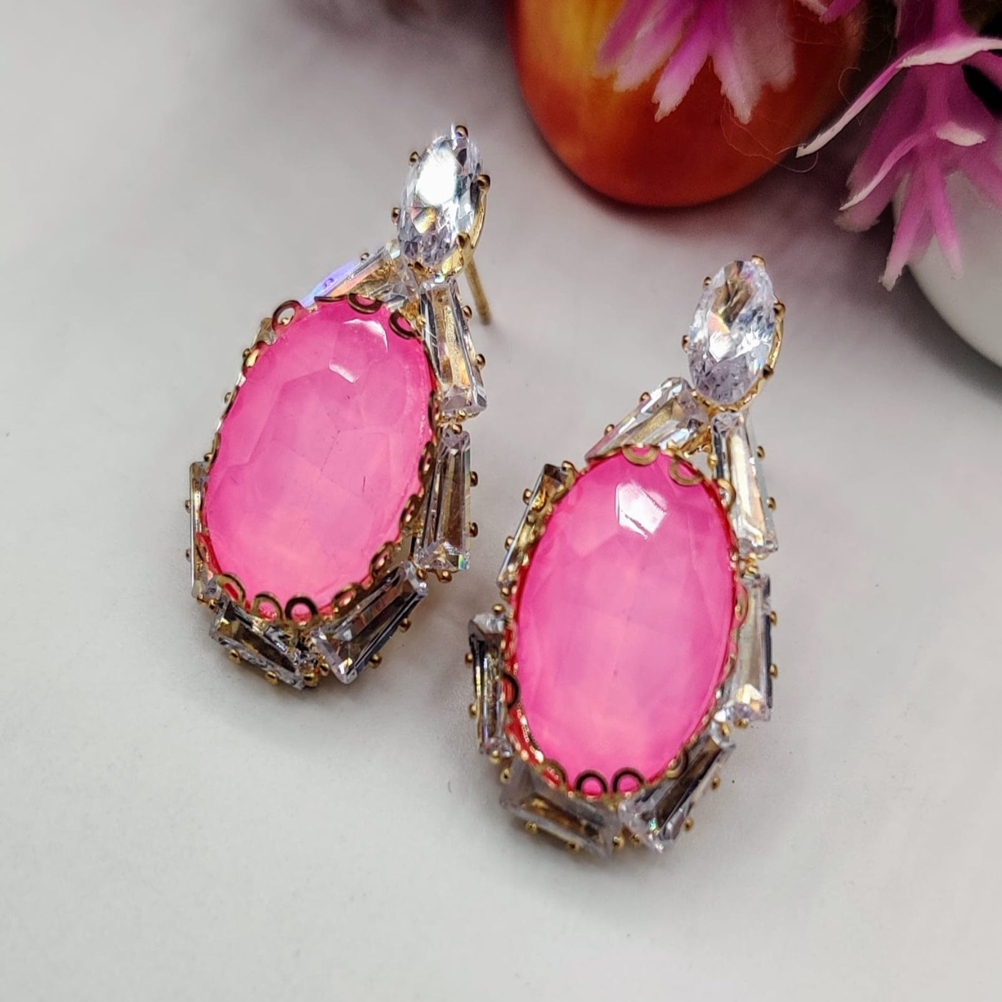 Pinkish Golden Ear Rings(Es29)