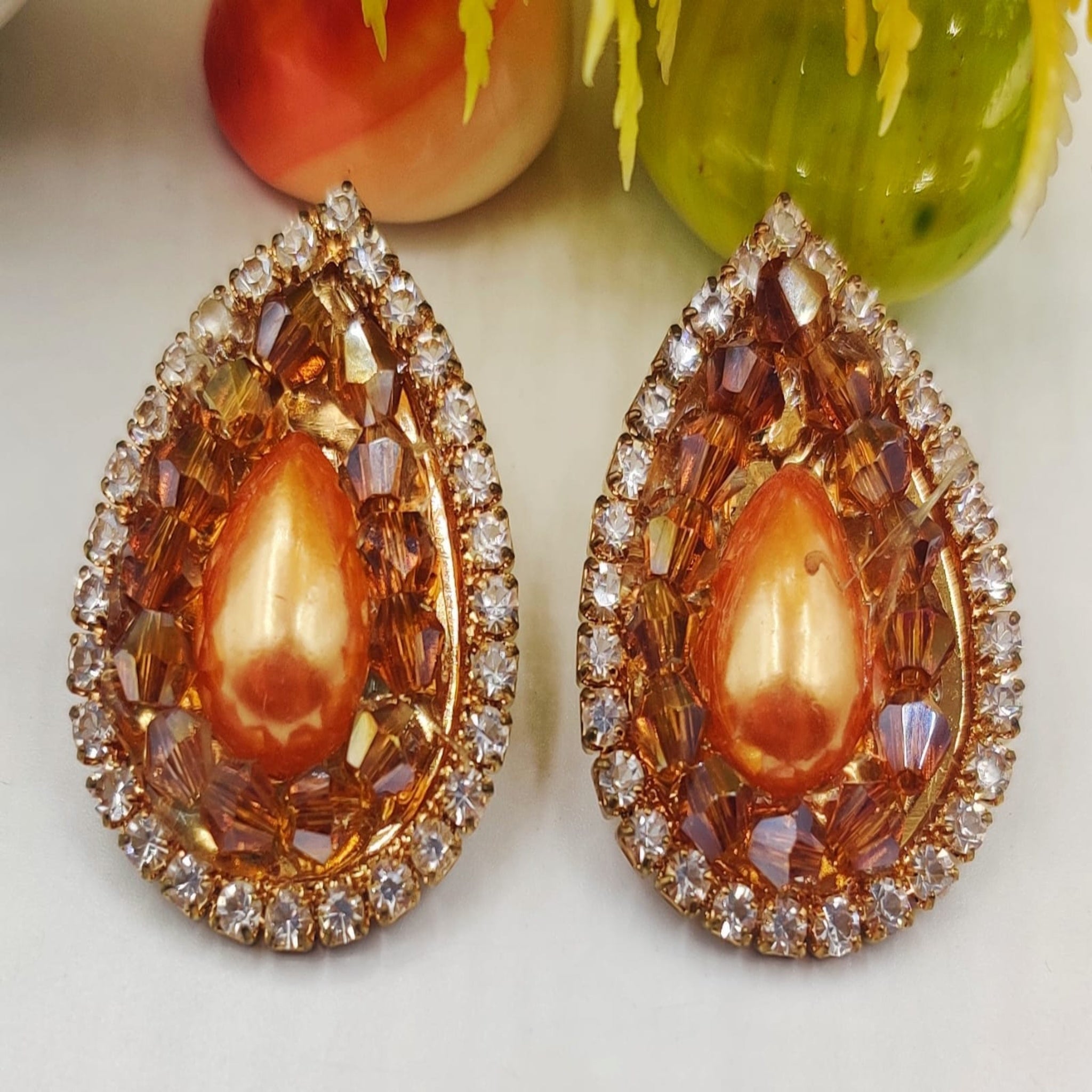 Orange Drop Style Ear Rings(Es37)