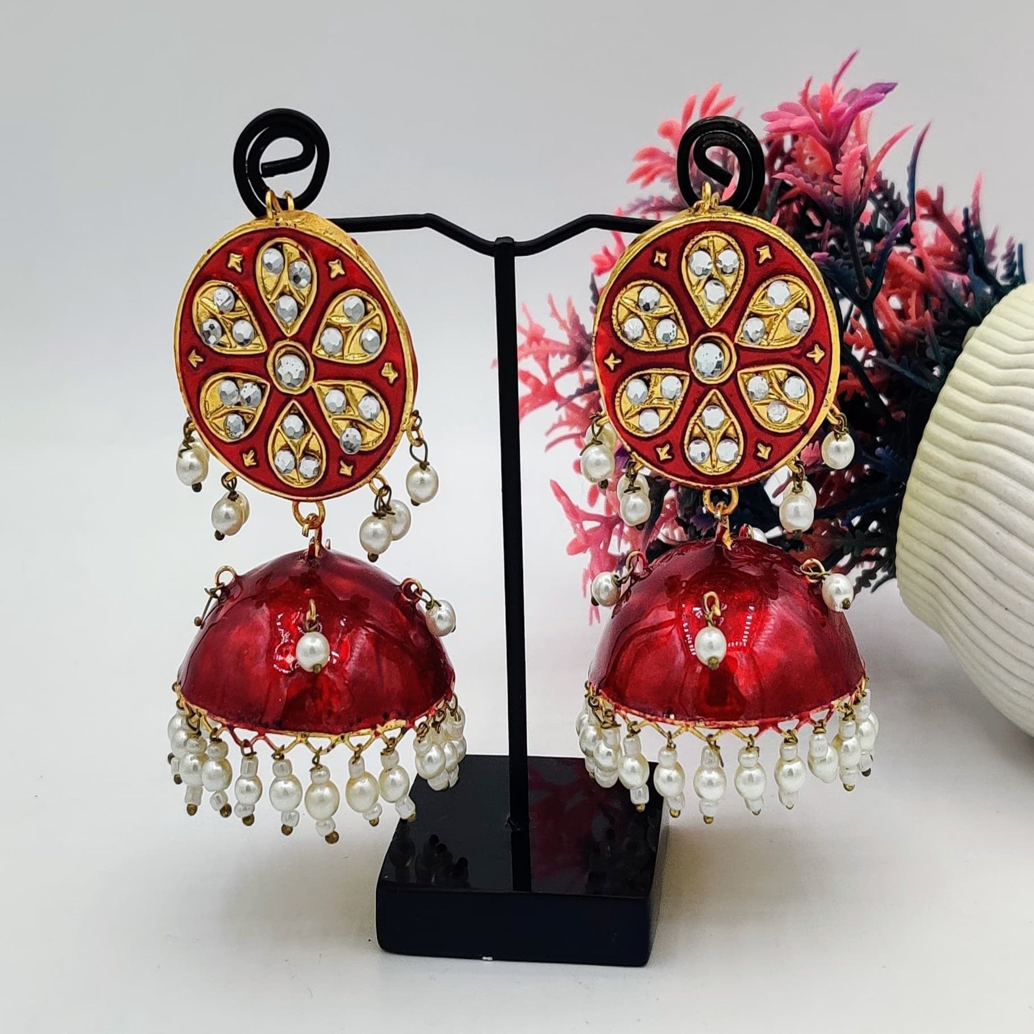 Maroon MeenaKari Jhumka(Es54)