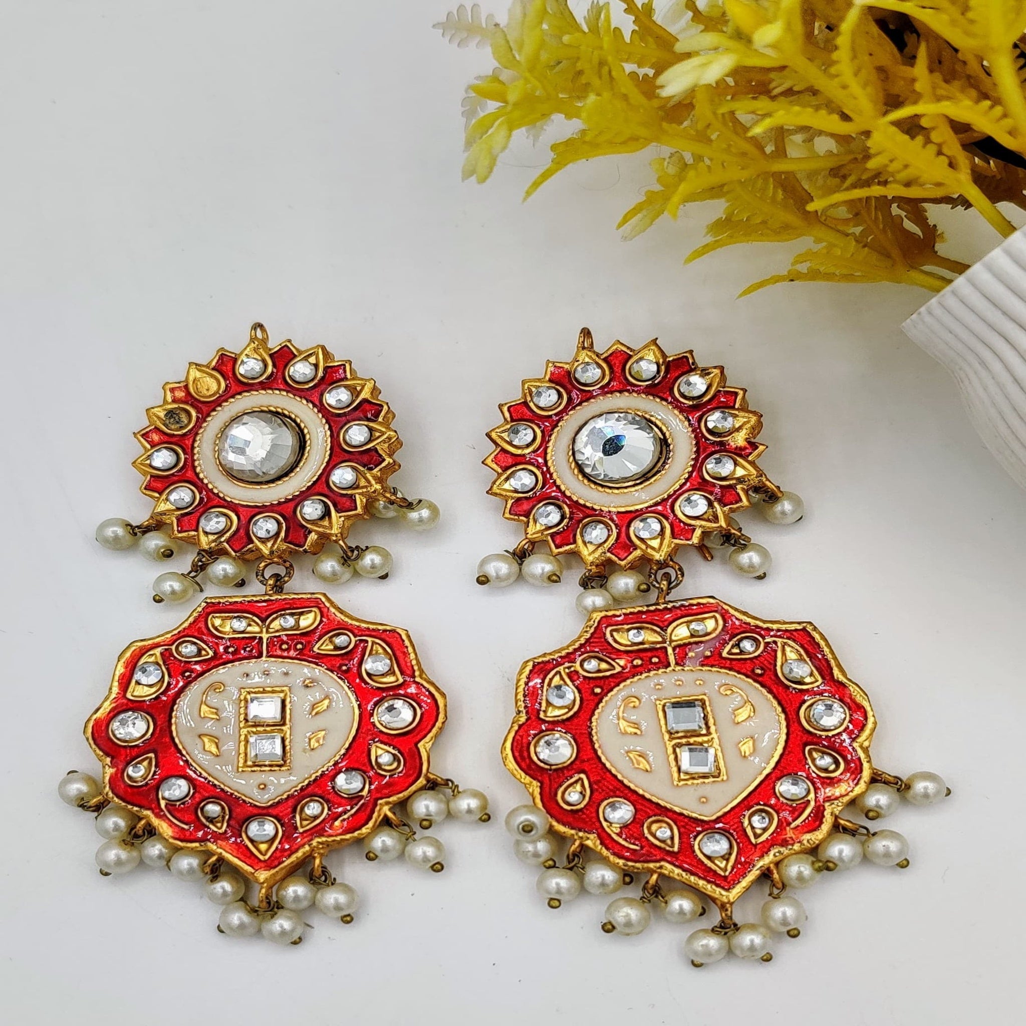 White Stone MeenaKari Ear Rings(Es55)