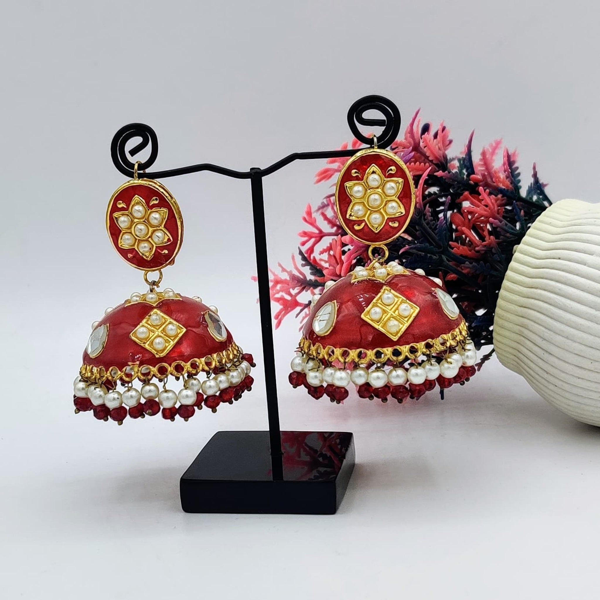 Red MeenaKari Jhumka(Es70)