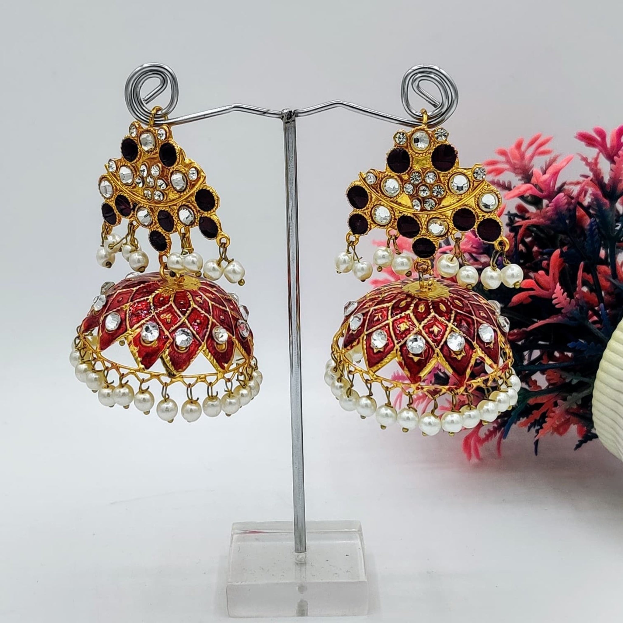 Maroon Fancy Jhumka Ear Rings(Es72)