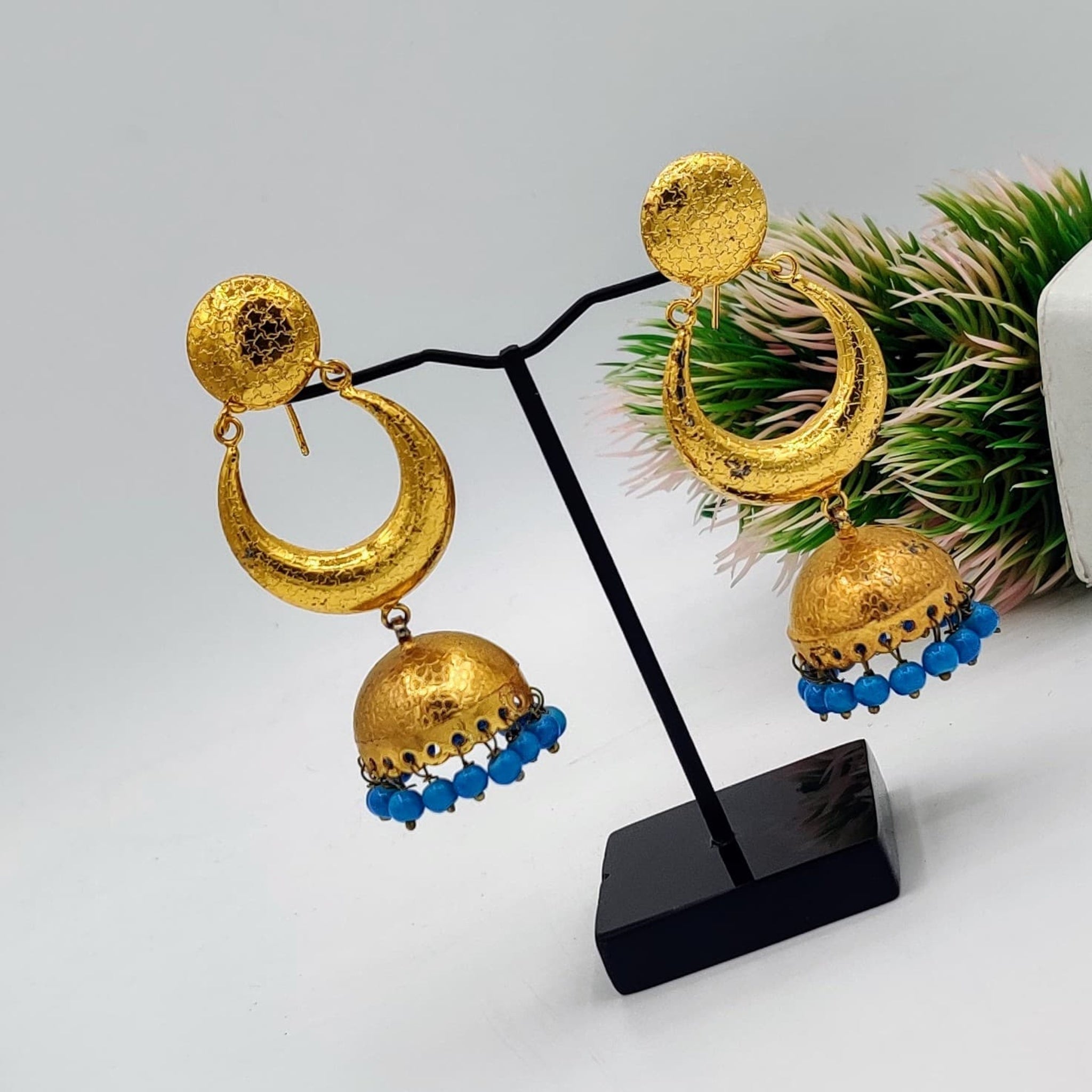 Feroza Golden Fancy Jhumki(Es77)