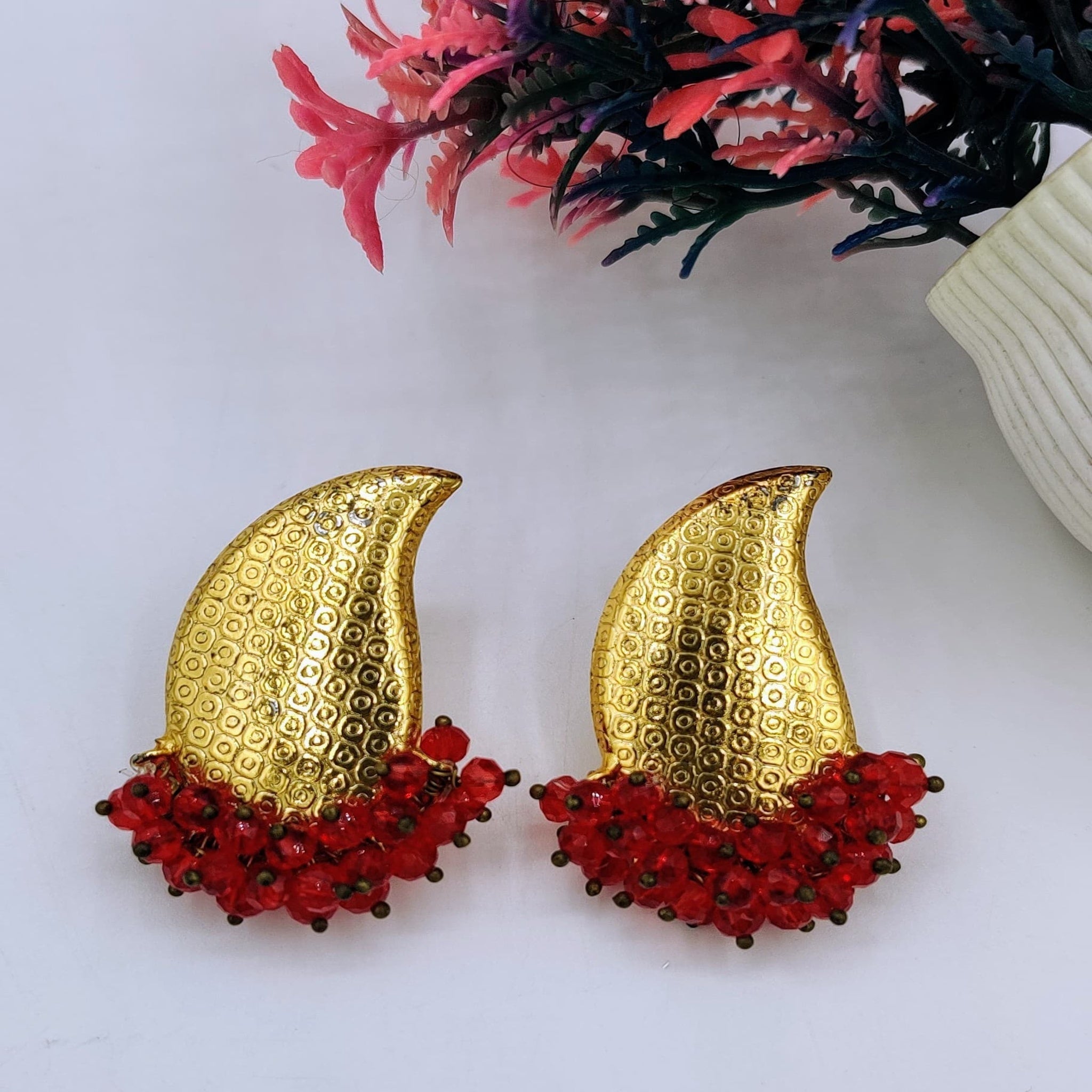 Red Golden Ear Rings(Es81)