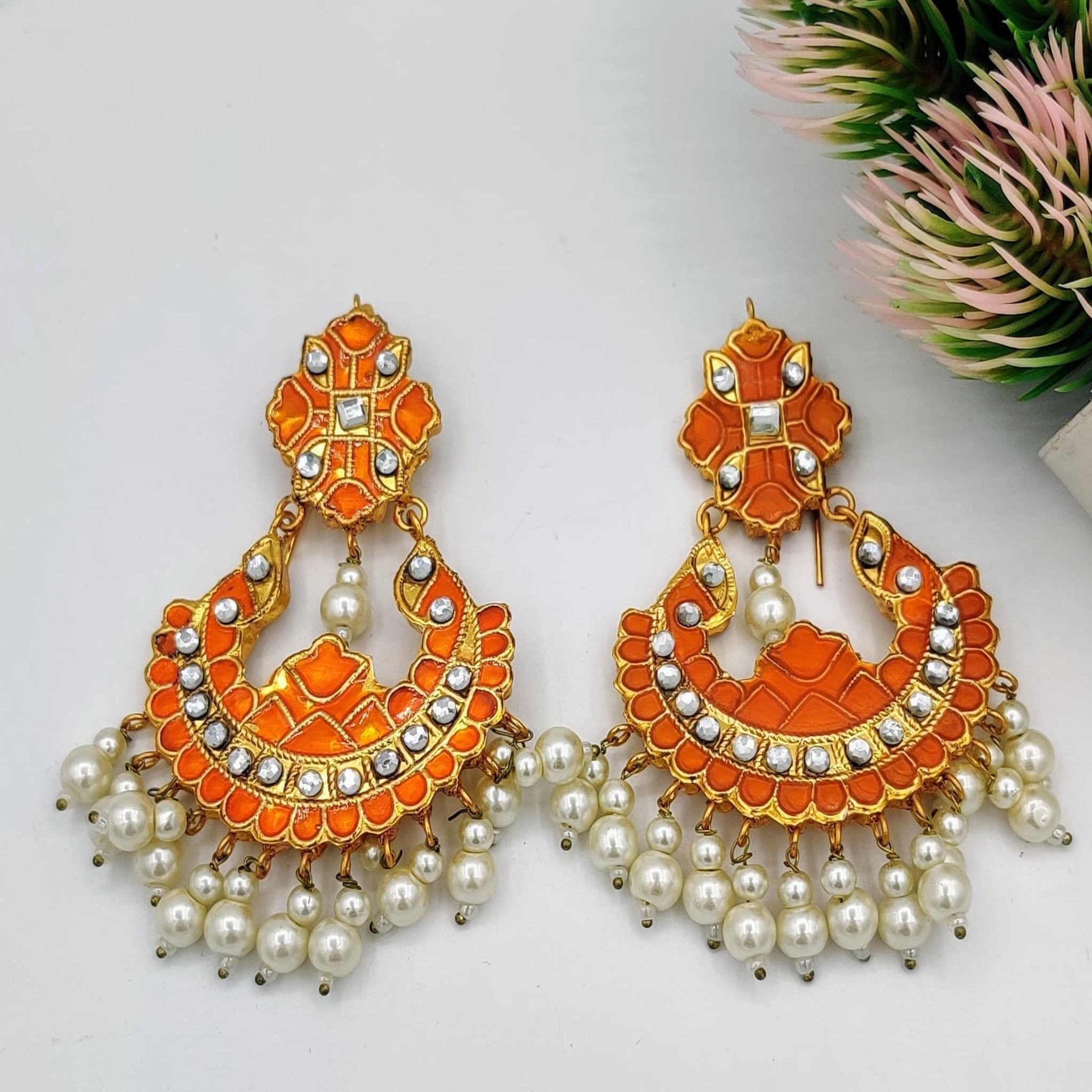 Graceful Orange Ear Rings(Es83)