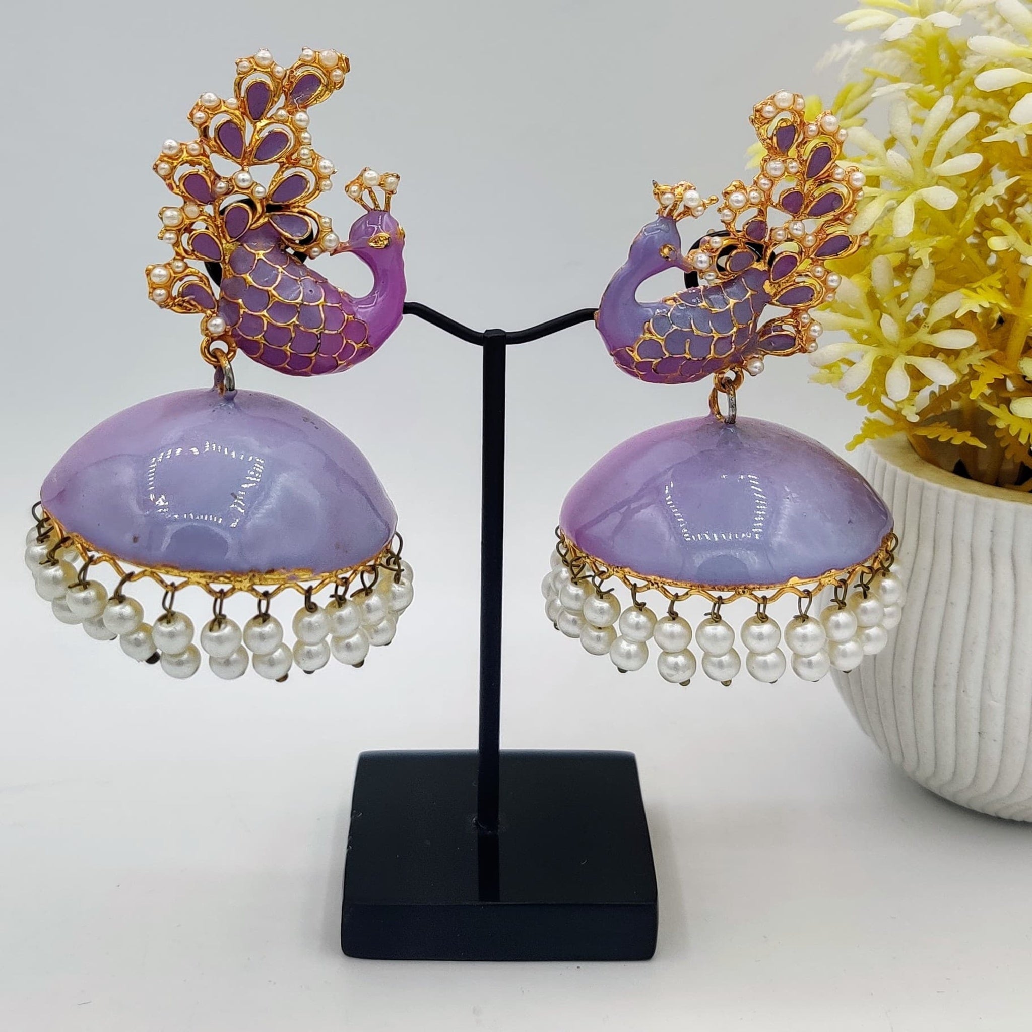 Shiny Puple Peacock Jhumka(Es89)