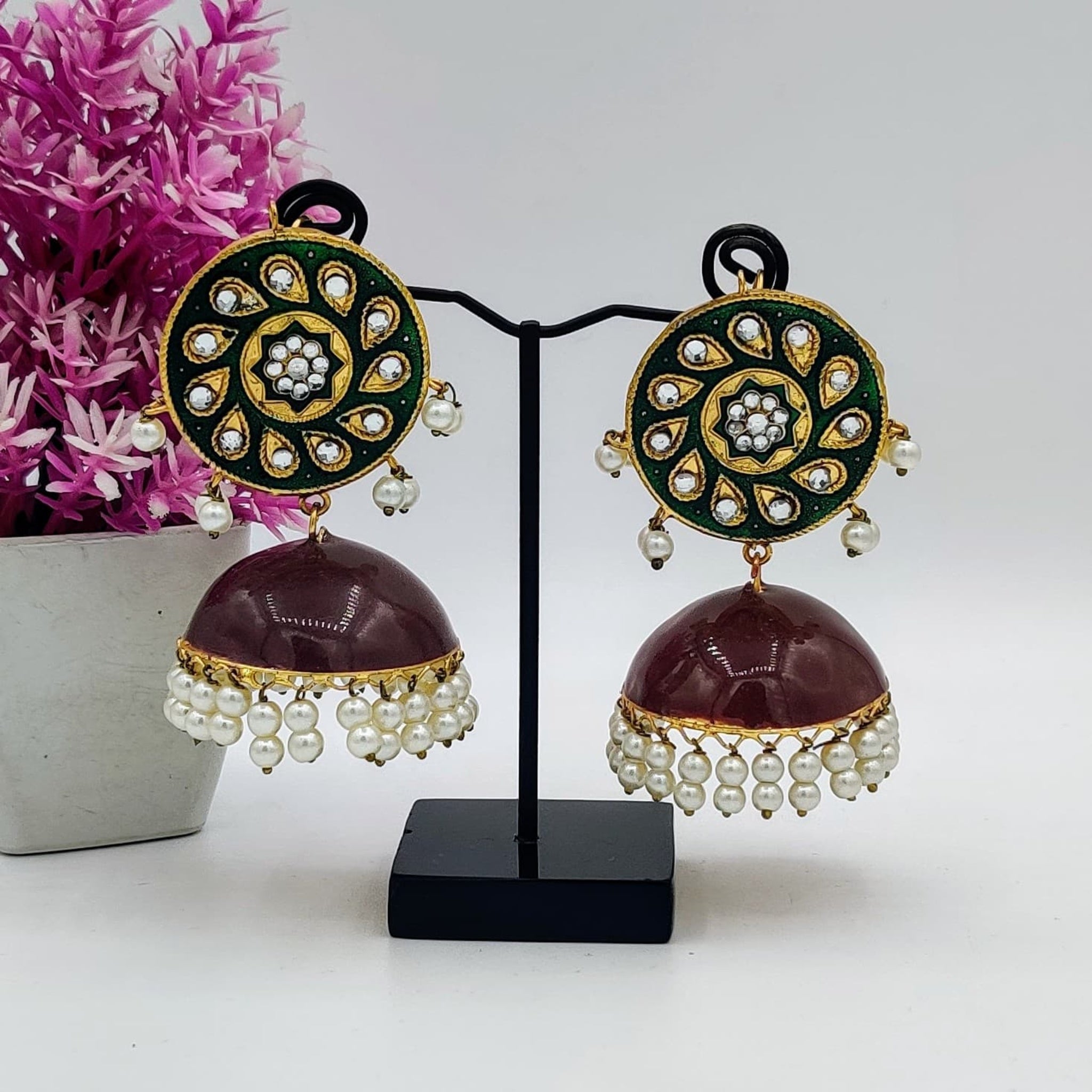 Purple Jhumka MeenaKari (Es97)